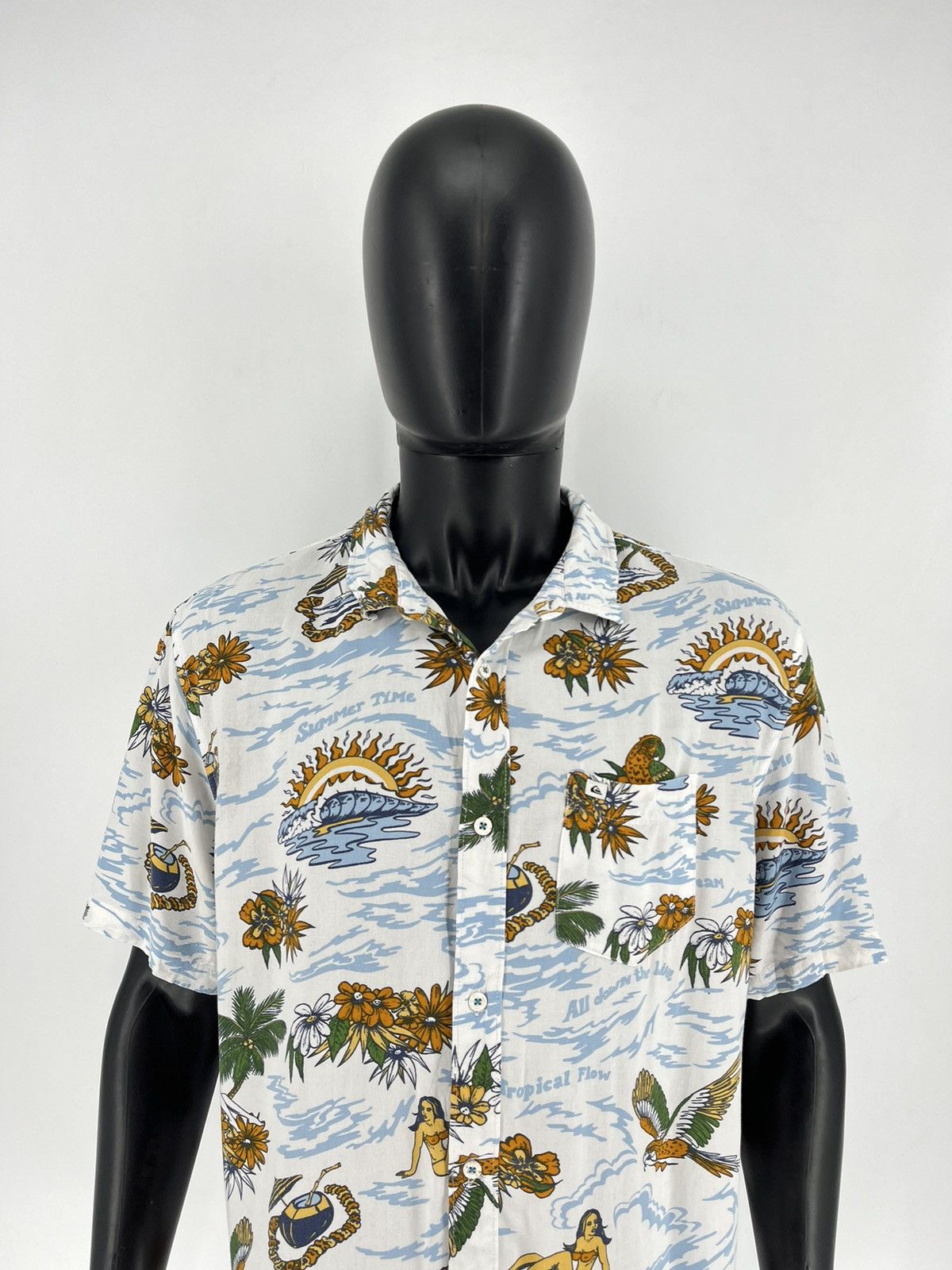 Quiksilver Vintage Crazy Quiksilver Hawaiian Sexy Girl Shirt Buttons Size US L / EU 52-54 / 3 - 1 Thumbnail