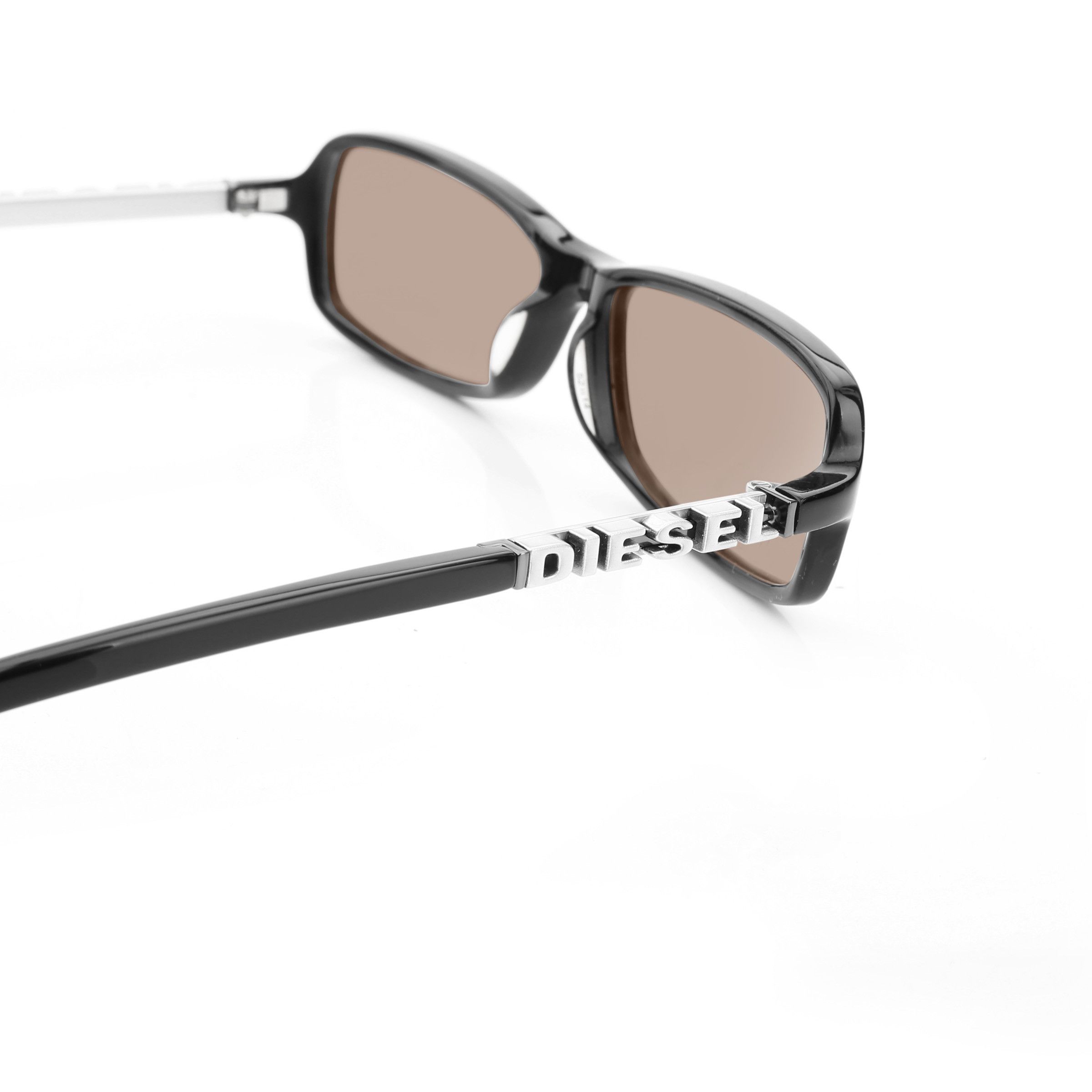Diesel Diesel '00s Silver Signature Black Rectngular Sunglasses Size ONE SIZE - 1 Thumbnail