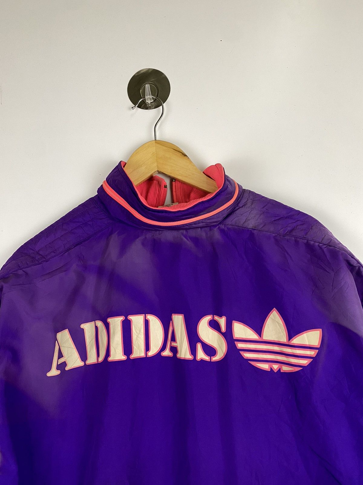 Adidas × Vintage Vintage Adidas Purple Jacket Big Logo ( Sun Faded ) Size US L / EU 52-54 / 3 - 5 Thumbnail