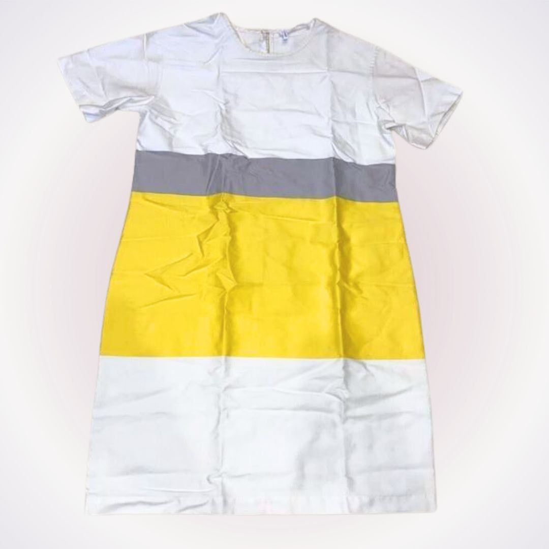 Derek Lam 10 Crosby Derek Lam White and Yellow Modern Short Sleeve Dress | Sz 4 Size S / US 4 / IT 40 - 1 Thumbnail