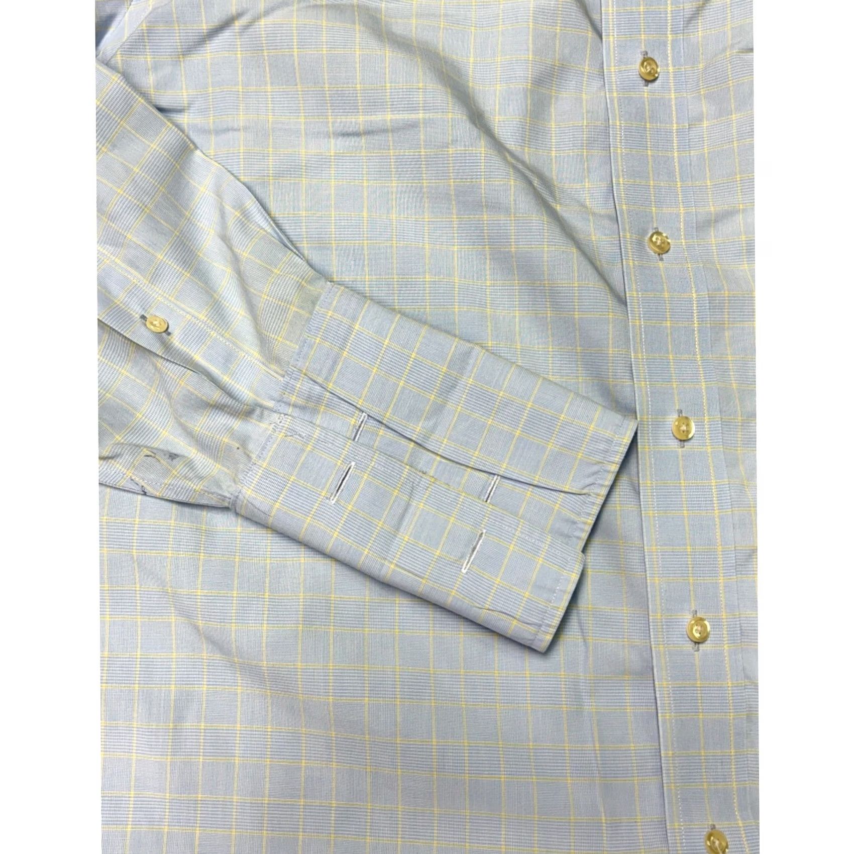 Brooks Brothers Brooks Brothers Dress Shirt Mens Long Sleeve Plaid 100% Cotton Traditional Fit 16-33 Blue Yellow Collar Point Size 42R - 3 Thumbnail