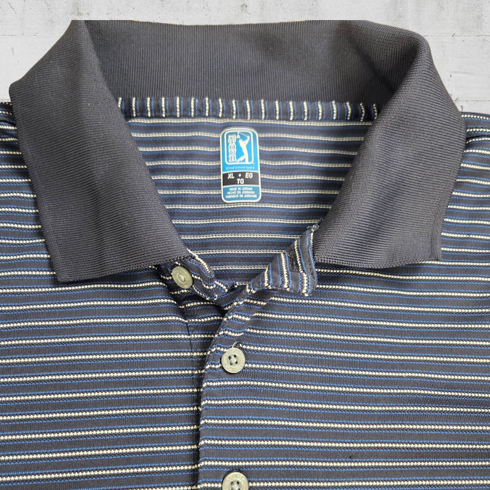 PGA Tour PGA Tour Blue Striped Golf Polo Size XL Size US XL / EU 56 / 4 - 4 Thumbnail