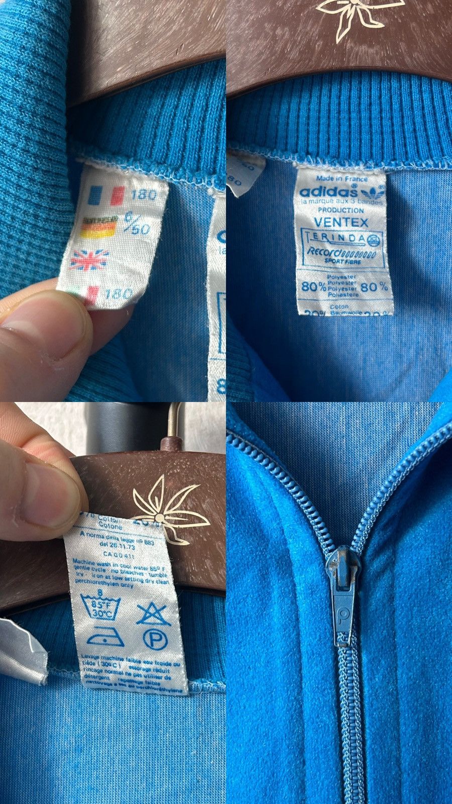 Adidas 80s Adidas Vertex Velour Zip Up Jacket Made in France Size US M / EU 48-50 / 2 - 15 Thumbnail
