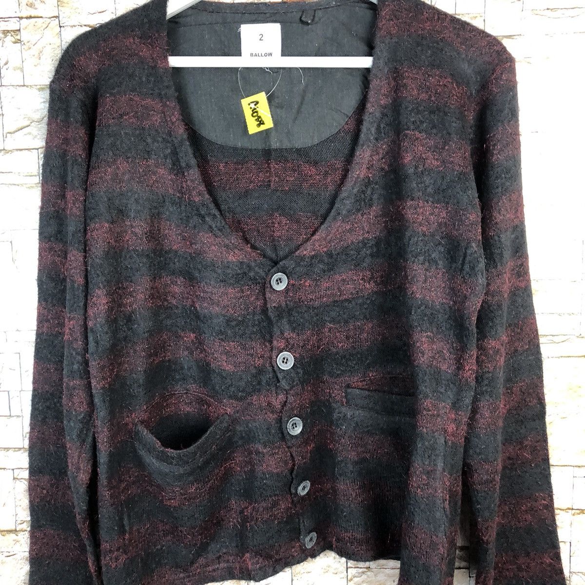 Homespun Knitwear × Japanese Brand Ballow Red Stripe Cardigan Knitwear #A1058 Size M / US 6-8 / IT 42-44 - 5 Thumbnail