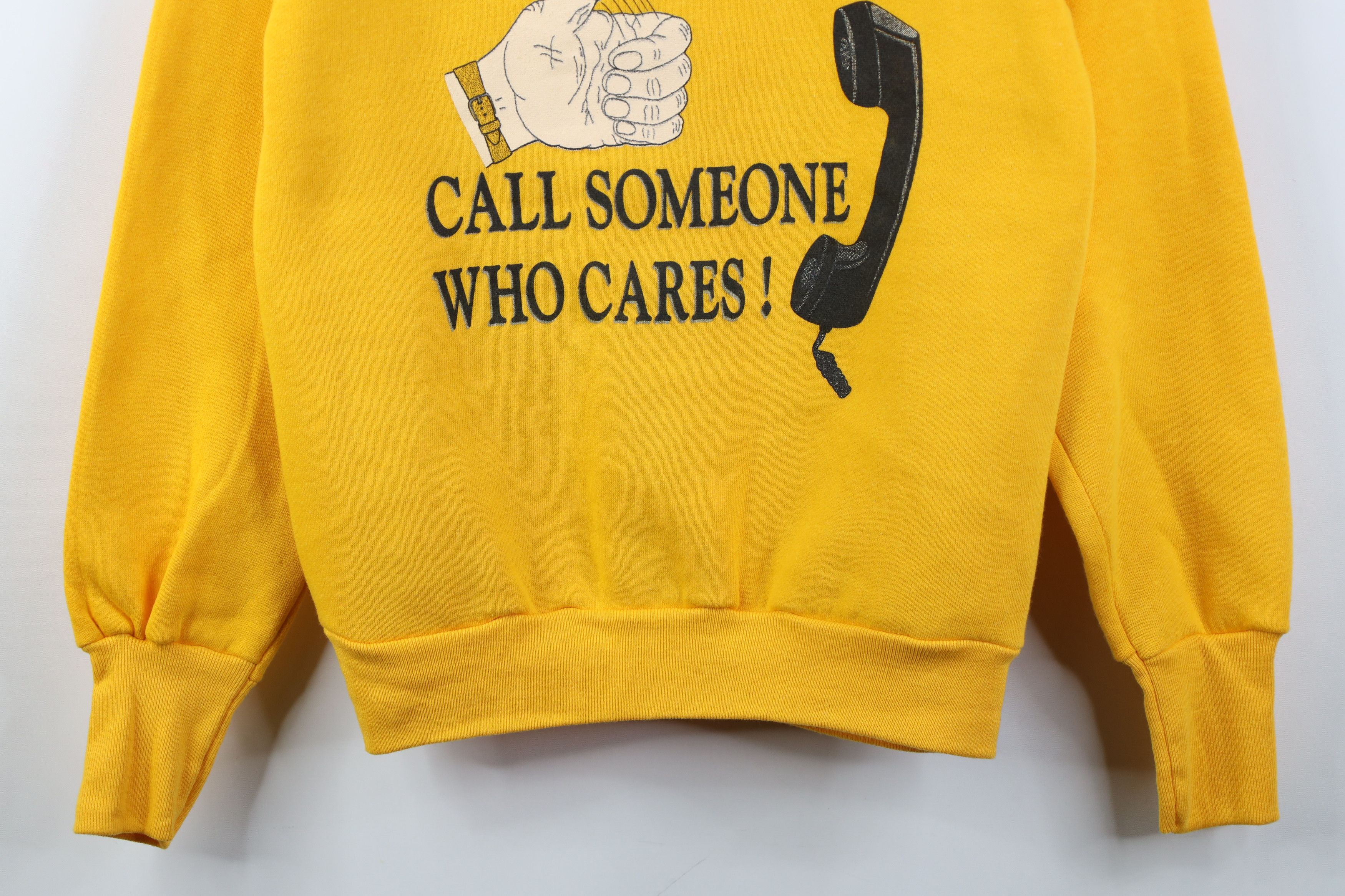 Vintage Vintage 90s Here's A Quarter Call Someone Cares Sweatshirt Size US S / EU 44-46 / 1 - 3 Thumbnail