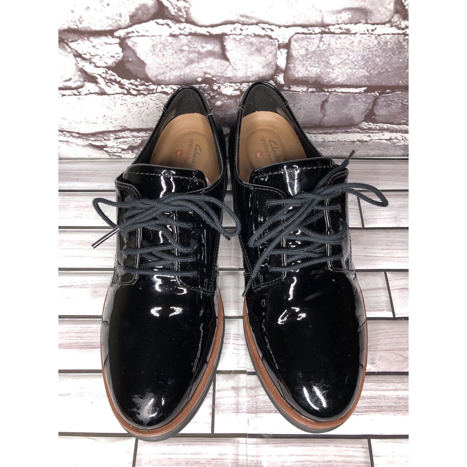 Clarks Clarks Unstructured Black Patent Leather Platform Lace Shoes Size US 8 / IT 38 - 11 Thumbnail