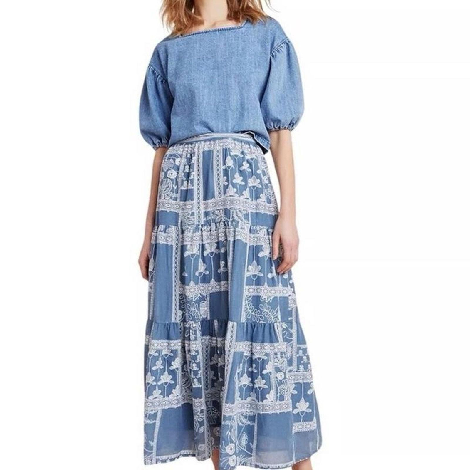 Anthropologie Blue Anthropologie summer long skirt Size 25" / US 0 / IT 36 - 3 Thumbnail