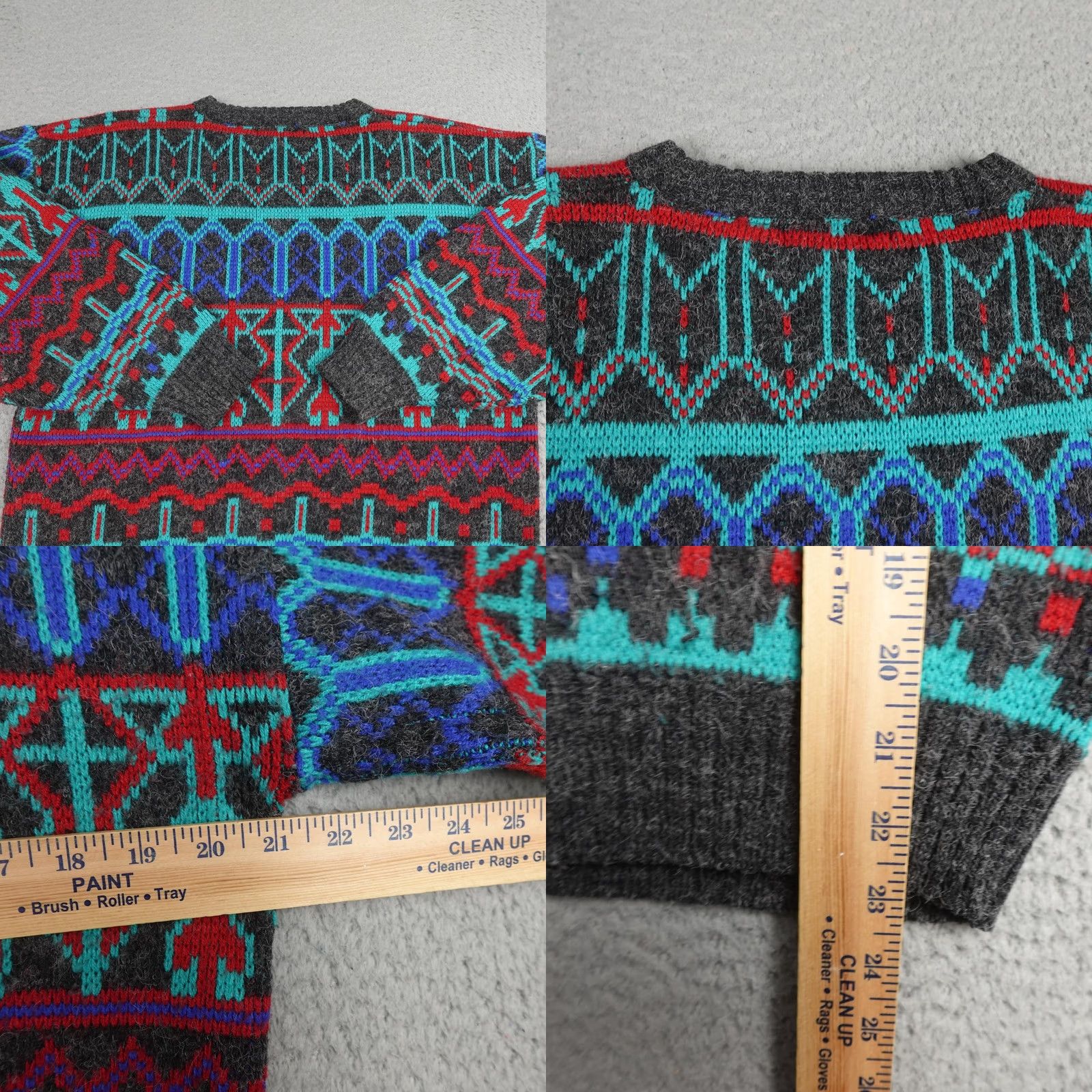 Vintage Vintage Jason Maxwell Sweater Mens Large Gray Blue Geometric Knit Pullover 80s - Red Size US L / EU 52-54 / 3 - 8 Thumbnail