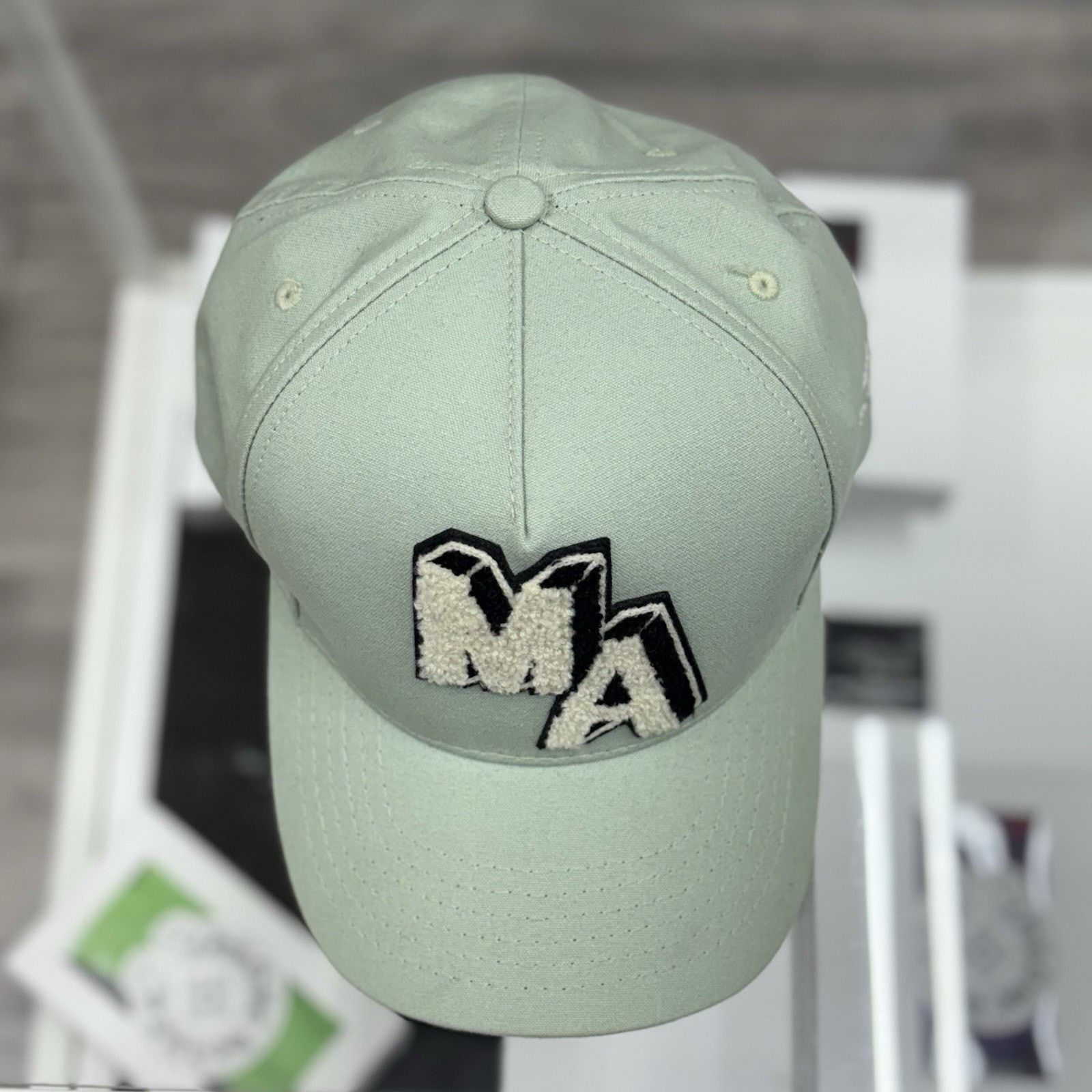 Amiri Amiri Chenille MA Patch Canvas Hat ' Frosty Green ' | GREAT! Size ONE SIZE - 9 Thumbnail
