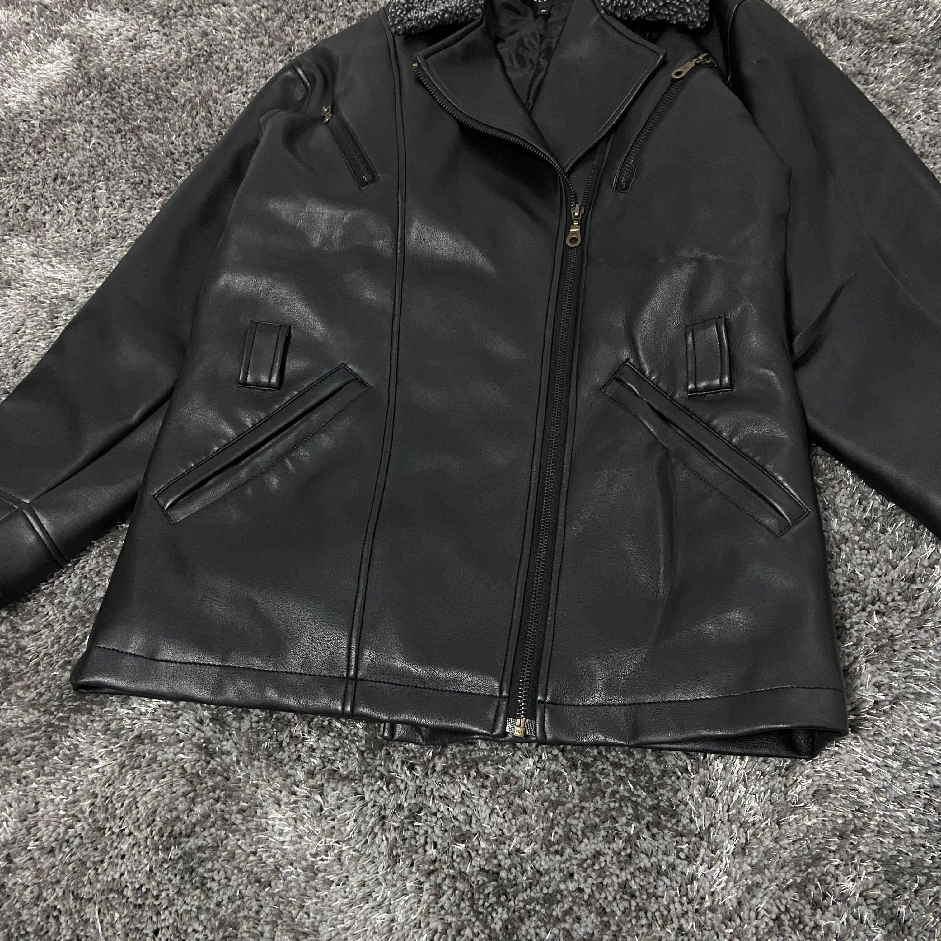 Vintage 1990s WALLSTREET RETRO BIKER SHERPA JACKET - № 2136 Size US M / EU 48-50 / 2 - 2 Thumbnail