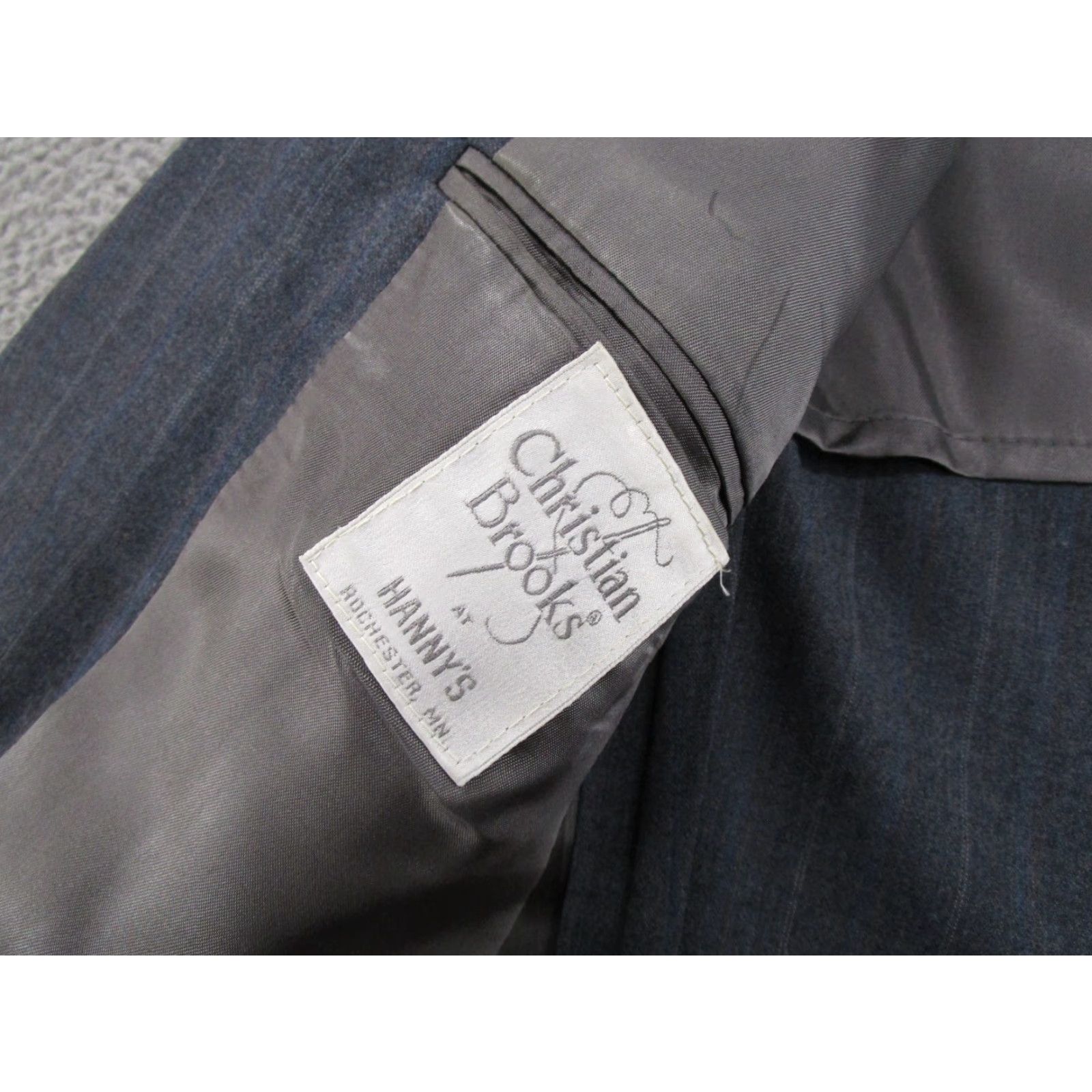 Brooks VINTAGE Christian Brooks Men's Gray Striped 2 Piece Suit Set Size 44 READ Size 44R - 3 Thumbnail