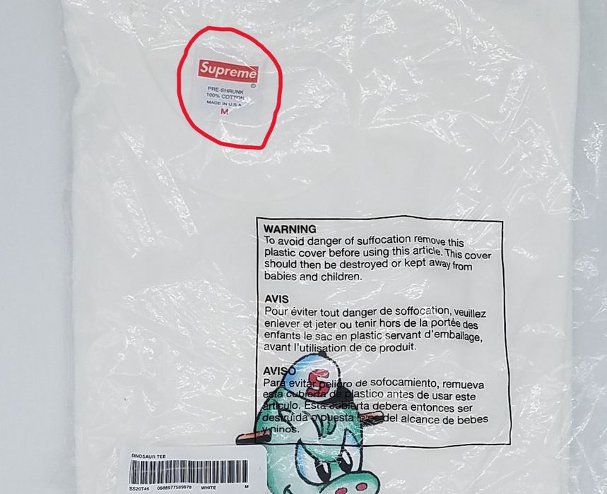 Supreme Supreme Dinosaur Tee Medium White SS20 | Grailed