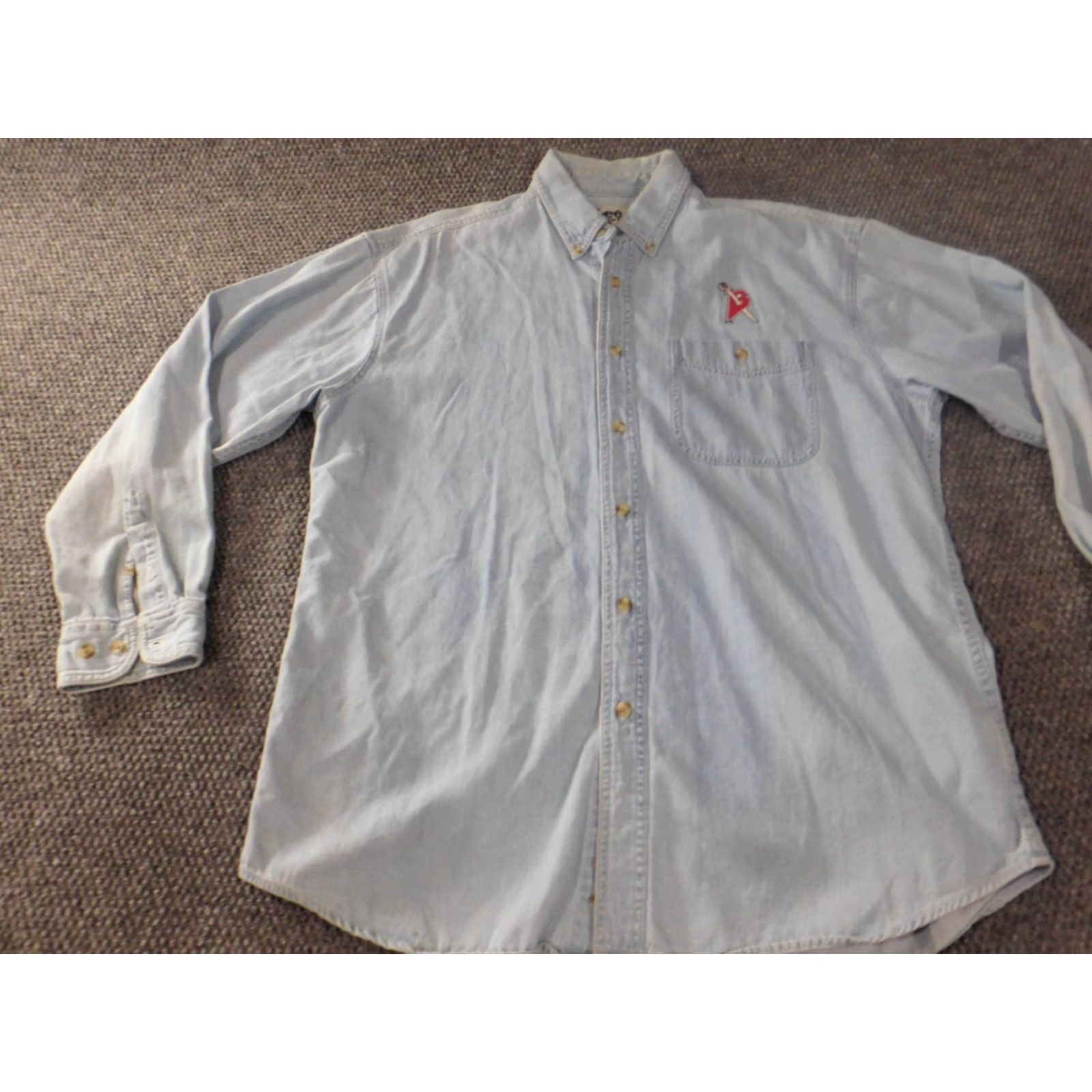 Lee VINTAGE Lee Sports Mens Shirt Large Blue Denim Button-Down Collar" Size US L / EU 52-54 / 3 - 3 Thumbnail