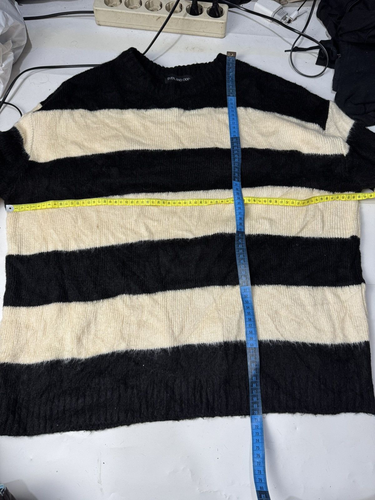 20471120 Mohair Cardigan Stripe Grunge Kurt Cobain Japanese Style Size US L / EU 52-54 / 3 - 6 Thumbnail