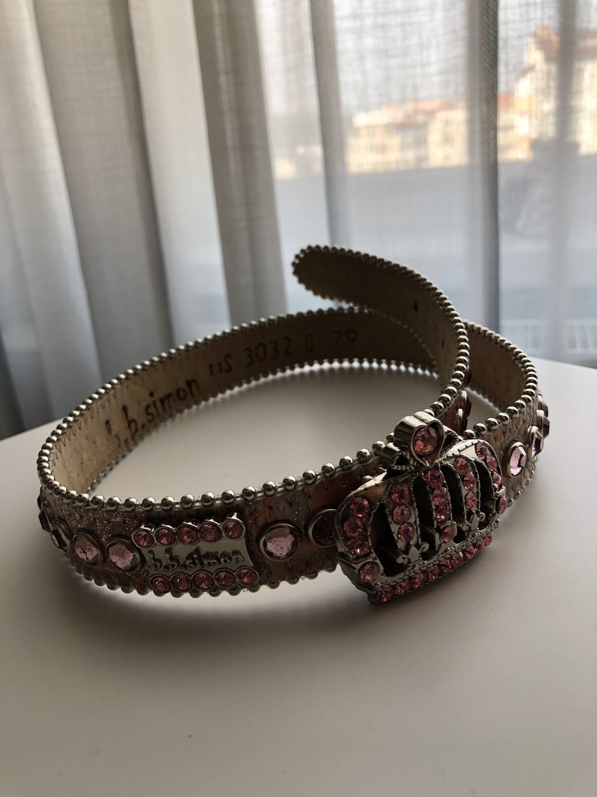 image of B B Simon Bb Simon Swarovski Crystal Xxs Pink Belt Vintage, Women's