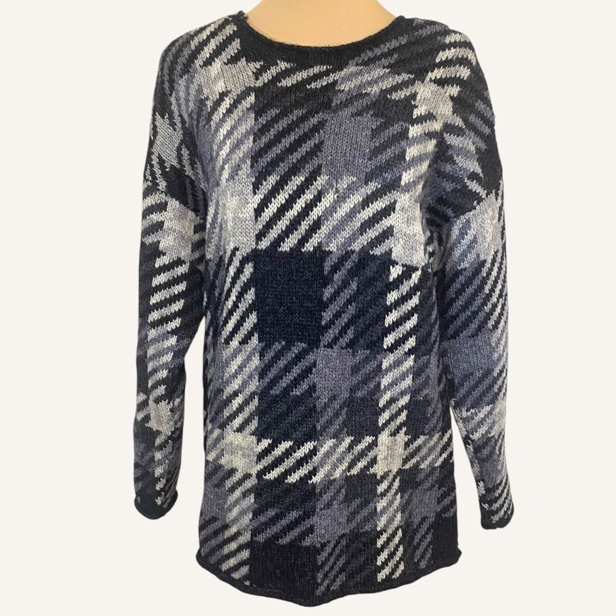 Northern Isles Vintage 80s Wool Houndstooth Crewneck Sweater Northern Isles Size US S / EU 44-46 / 1 - 1 Thumbnail