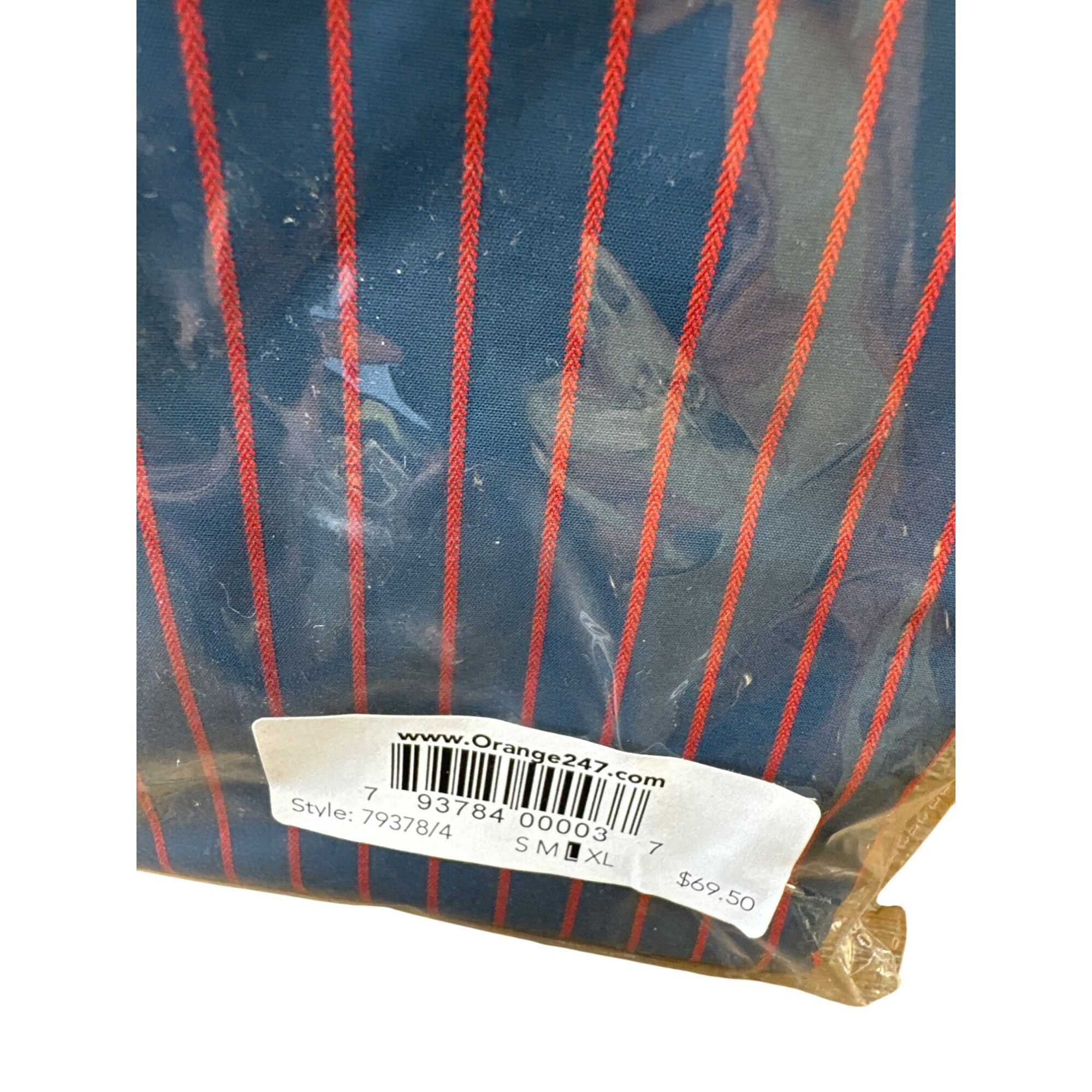 Designer Orange247 Mens Pinstriped Blue & Red Button-Up Long Sleeve S Size US L / EU 52-54 / 3 - 3 Thumbnail