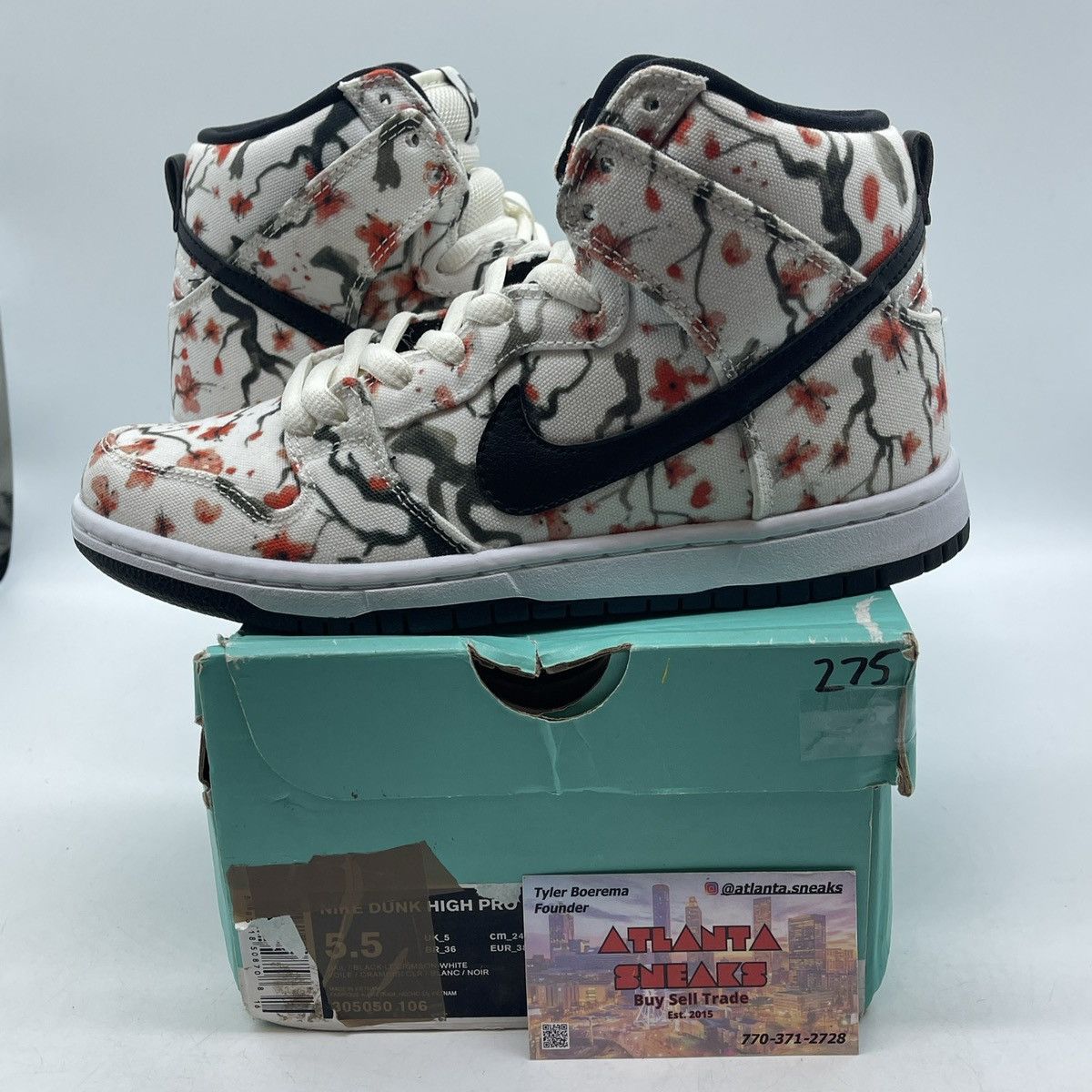 Nike Sb Dunk high pro cherry blossom Size US 5.5 / EU 38 - 1 Thumbnail