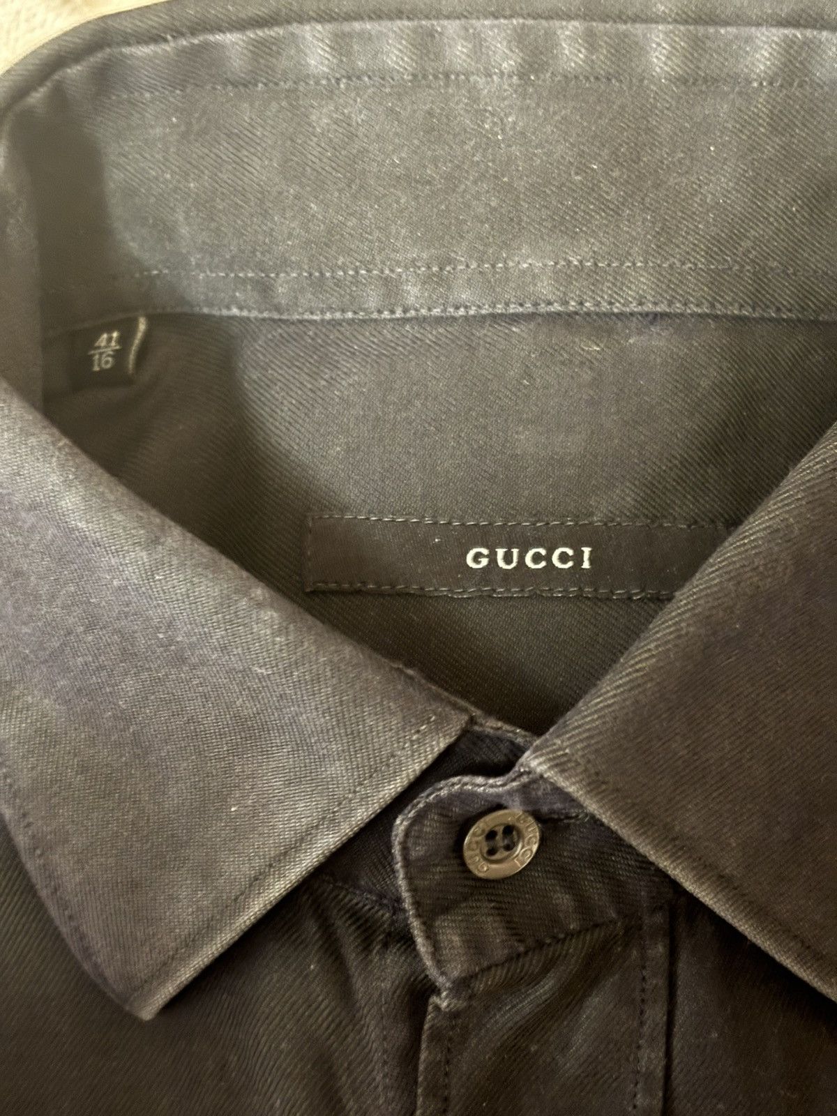 Gucci Gucci Black Cotton Shirt Size 41/16 Italy Long Cuffs Size US L / EU 52-54 / 3 - 23 Thumbnail