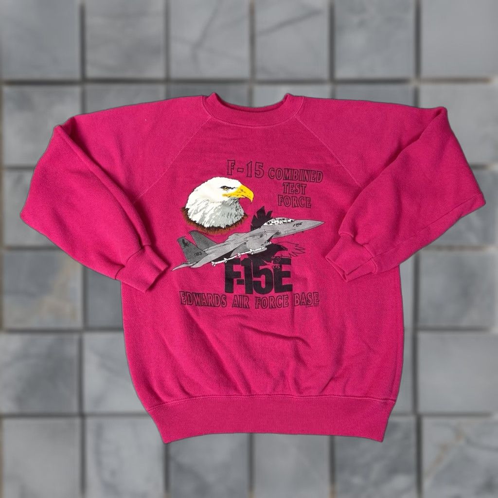 Vintage VINTAGE American Vintage Sweatshirt Shirt Mens M Pink F-15 USAF 80s 90s Eagle Crewneck Size US M / EU 48-50 / 2 - 1 Thumbnail