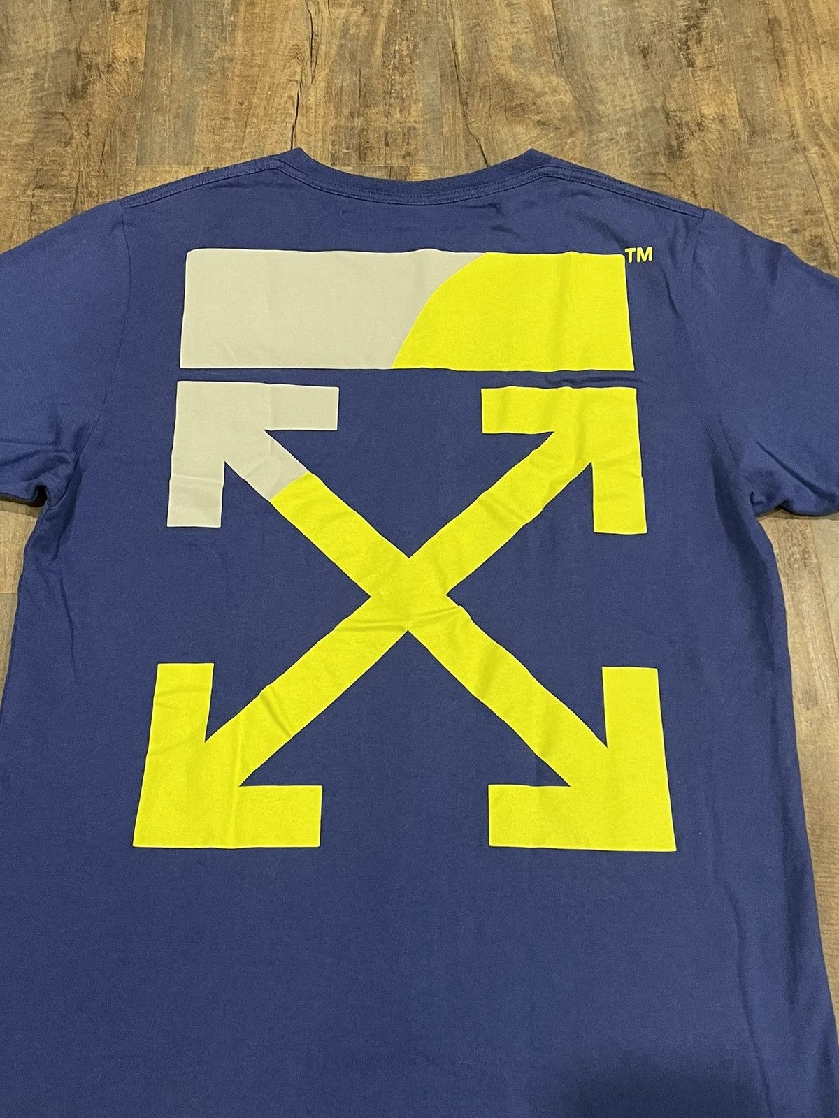 Off-White RARE Off-White Split Arrows Logo Blue Tee Yellow Grey Size US S / EU 44-46 / 1 - 3 Thumbnail