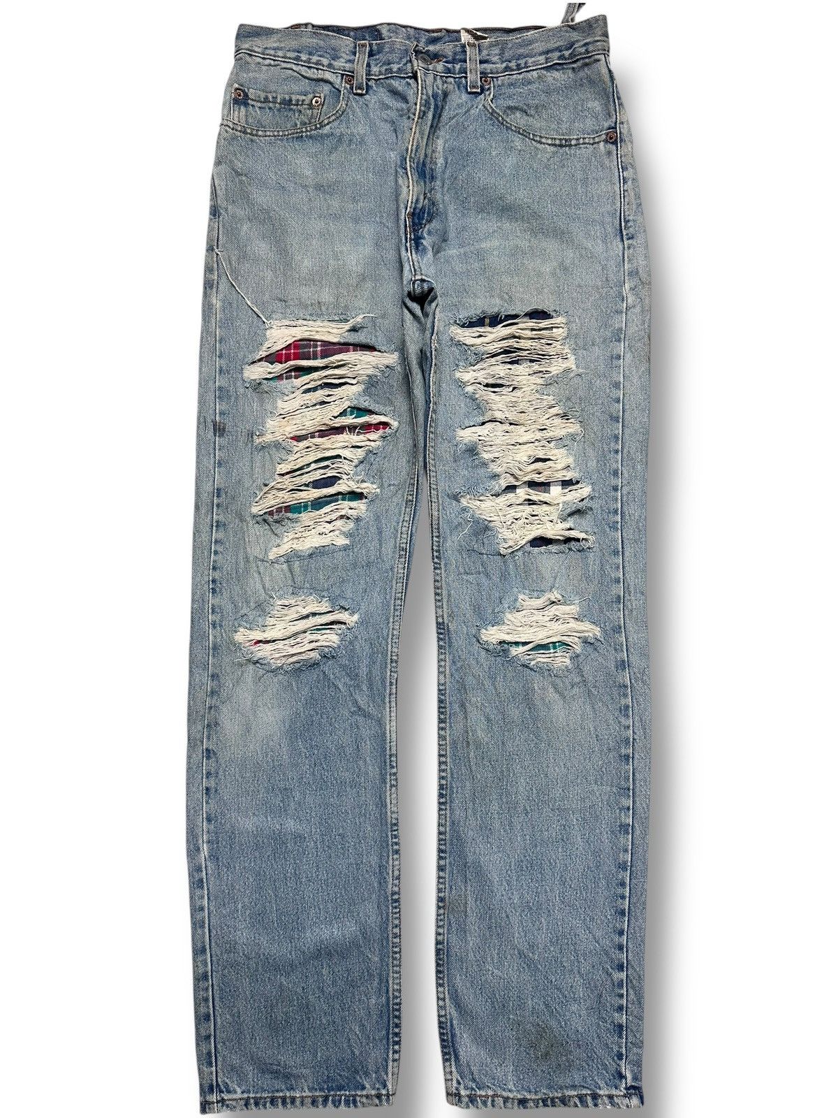 Levi's Levi’s 505 Regular Distressed Ripped, Plaid patch & Faded Size US 32 / EU 48 - 1 Thumbnail