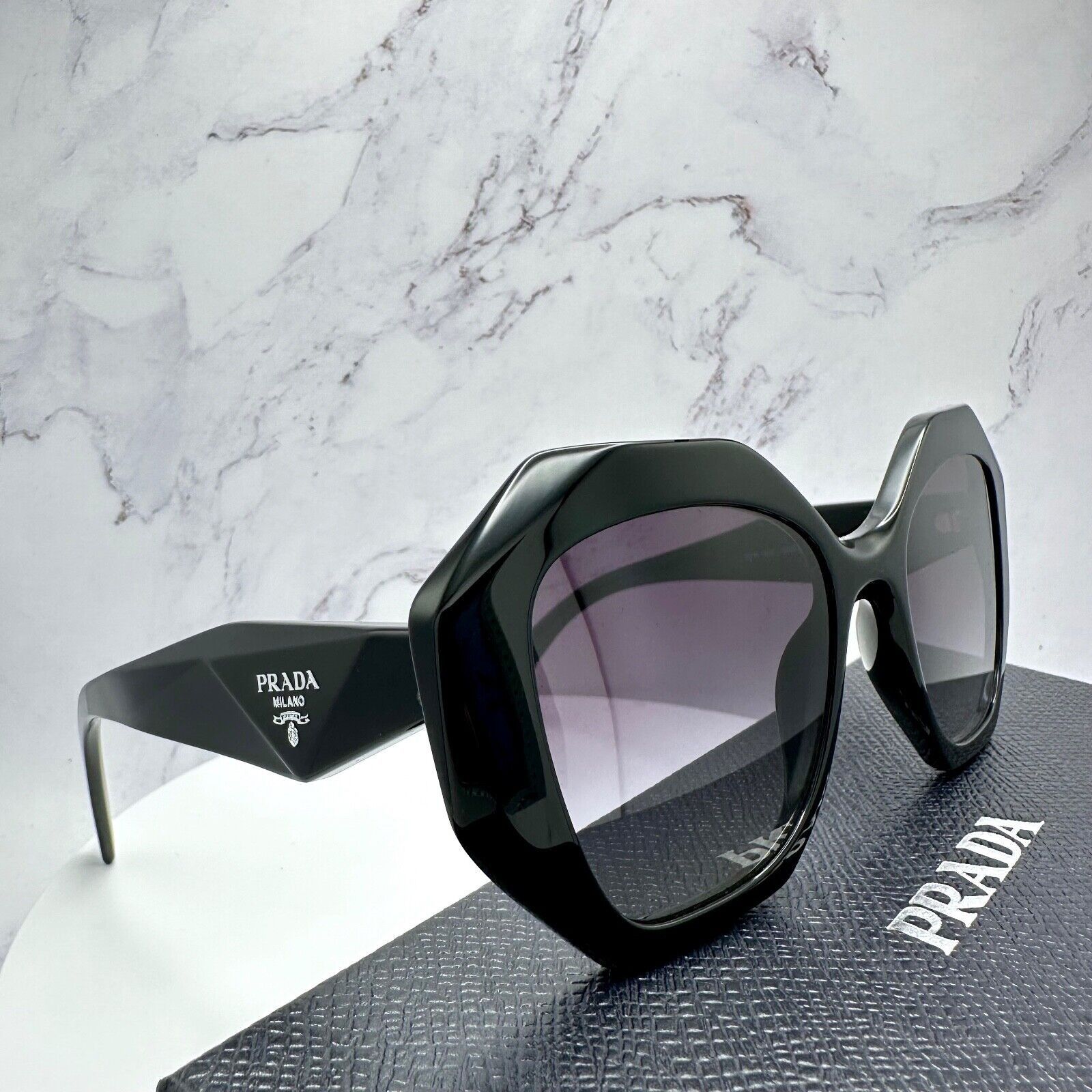 Prada New Prada Sunglasses Black Symbole Logo Square Geometric Size ONE SIZE - 10 Thumbnail
