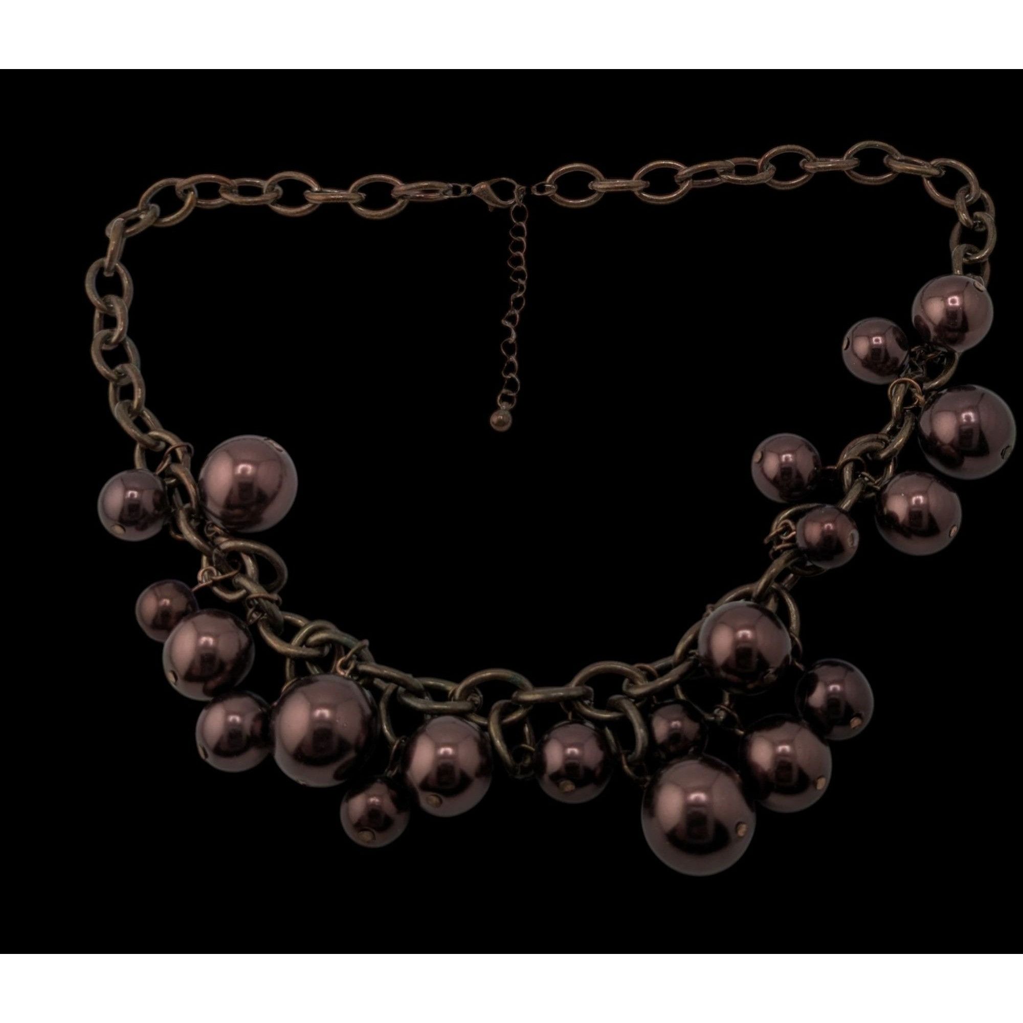 Other Chunky Statement Necklace With Brown Beads & Antiqued Bronze Size ONE SIZE - 2 Thumbnail