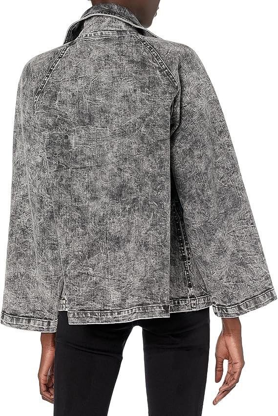 Norma Kamali Norma Kamali Black Acid Washed Denim A-Line Jacket Coat Size L / US 10 / IT 46 - 2 Thumbnail