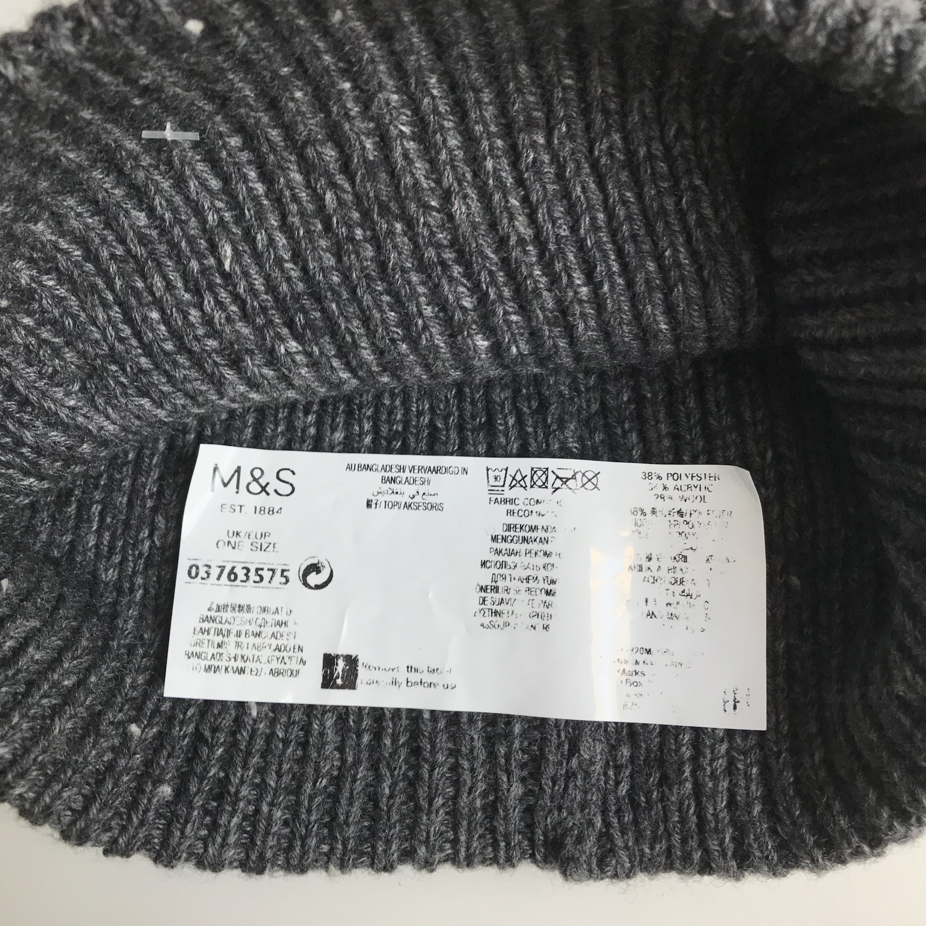 Marks & Spencer × Other UK Marks and spencer Uk Grey Charchoal knitted Beanie Size ONE SIZE - 4 Thumbnail