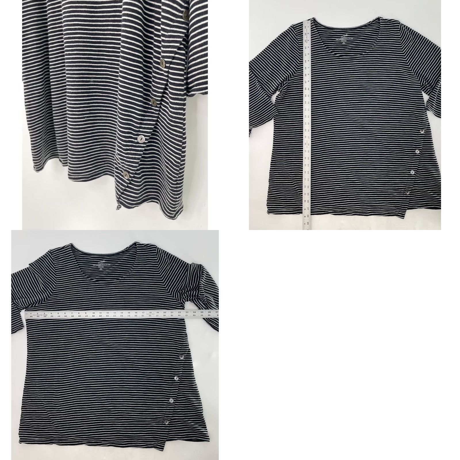 J. Jill J.Jill Pure Jill Striped Asymmetrical Button Tunic Top Black White Petite XL Size XL / US 12-14 / IT 48-50 - 8 Thumbnail