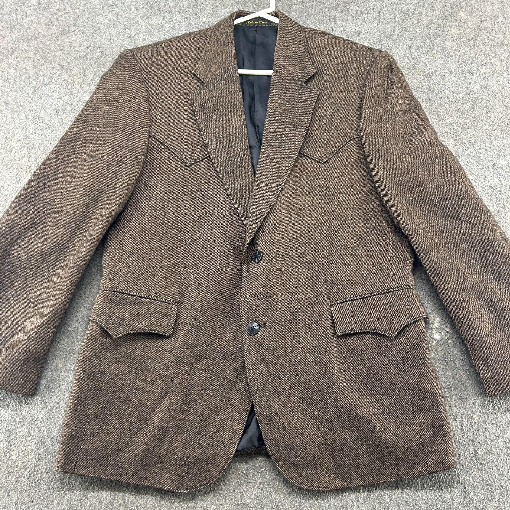 Vintage VINTAGE Circle S Blazer Mens 42 Brown Wool Polyester Lined Blazer 80s 90s USA Tuxedo Single-Breasted Two-Button Carded Regular Mens Size 42R - 3 Thumbnail