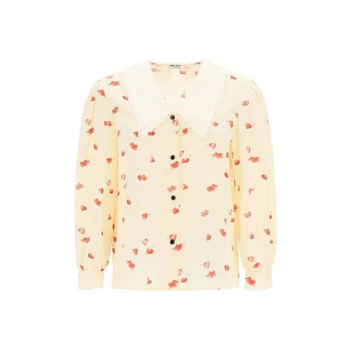 Miu Miu Miu Miu SS23 Heart Print Long Sleeve Shirt 0079 Size M / US 6-8 / IT 42-44 - 1 Thumbnail