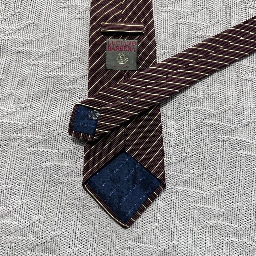 Luciano Barbera Luciano Barbera brown textured striped cotton silk tie Size ONE SIZE - 3 Thumbnail