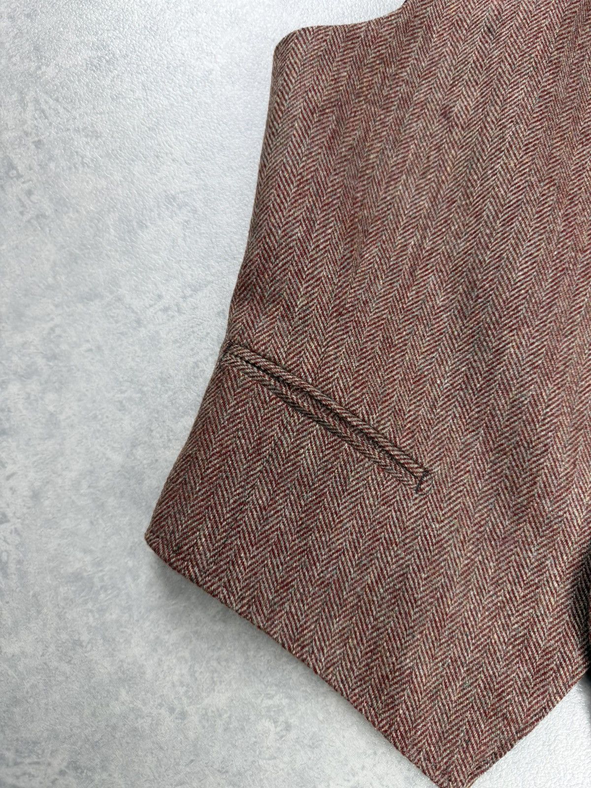 Other Tessitore Napoli Mens Wool Herringbone Vest Burgundy Size 42R - 3 Thumbnail