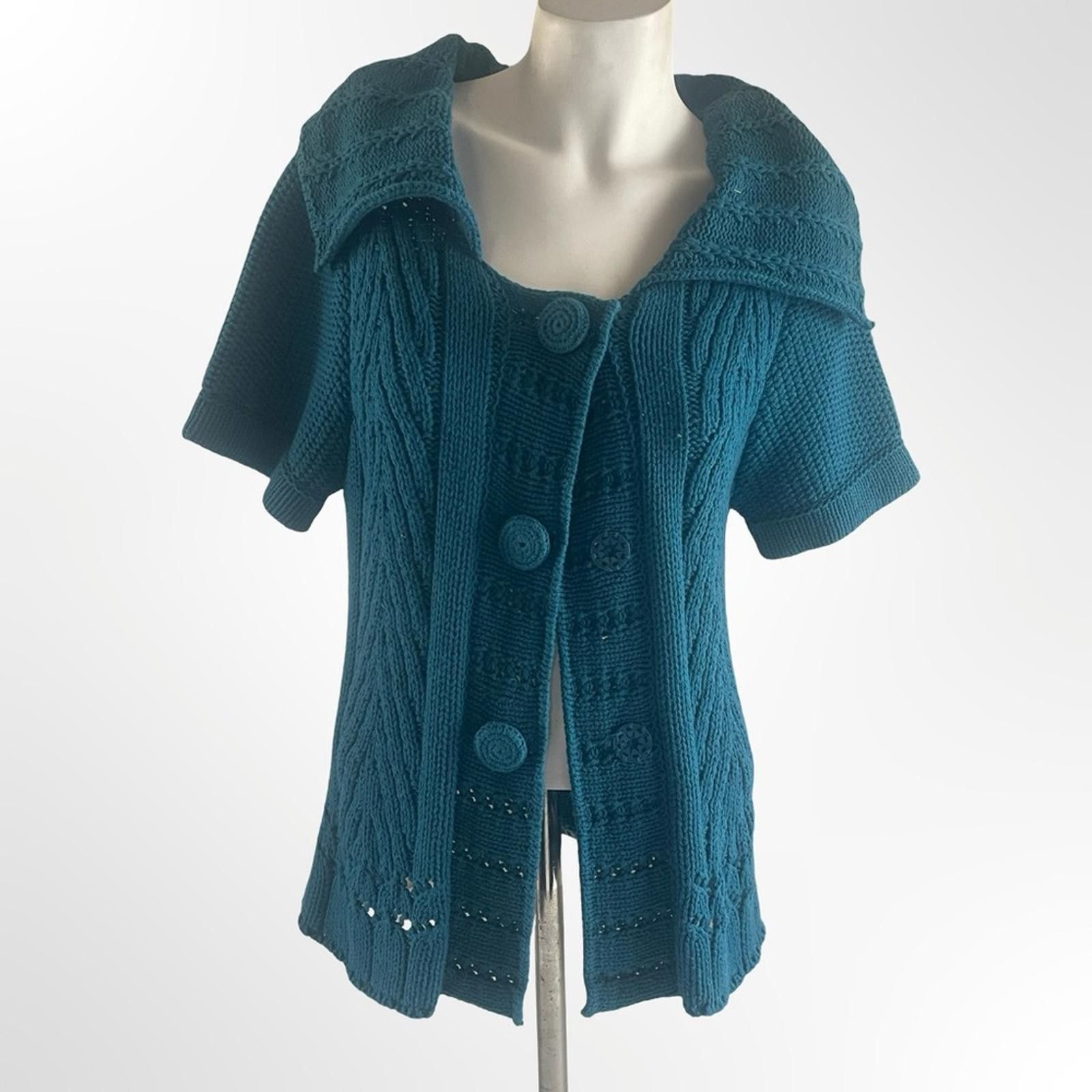 Other dressbarn Teal Button-Up Women's Cardigan Size S / US 4 / IT 40 - 1 Thumbnail
