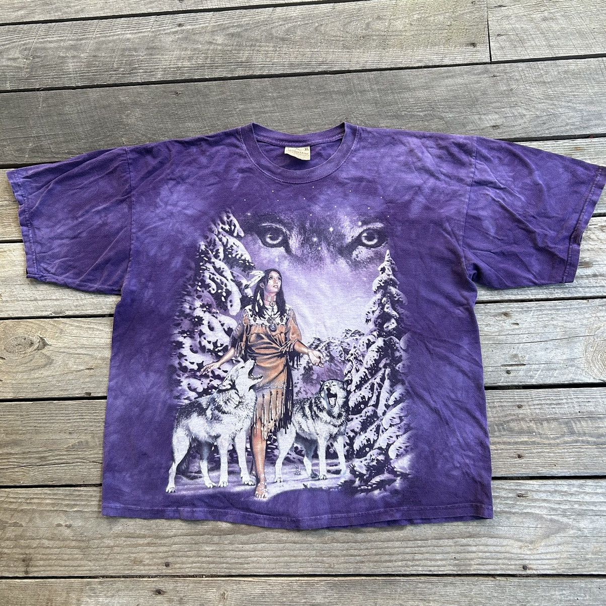 The Mountain Vintage 90s The Mountain Tie Dye Native American Wolf Shirt Size US XL / EU 56 / 4 - 1 Thumbnail