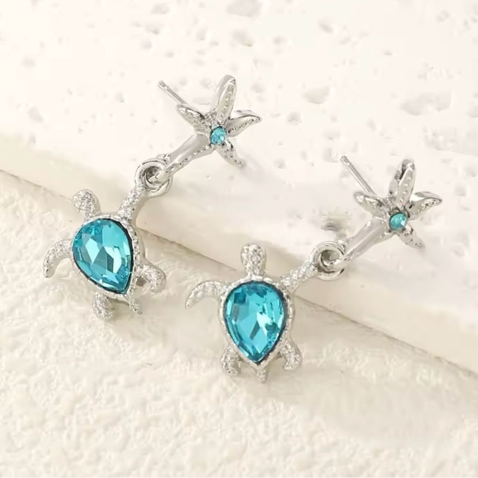 Other Cute Turtle Blue Starfish Delicate Earrings Size ONE SIZE - 4 Thumbnail