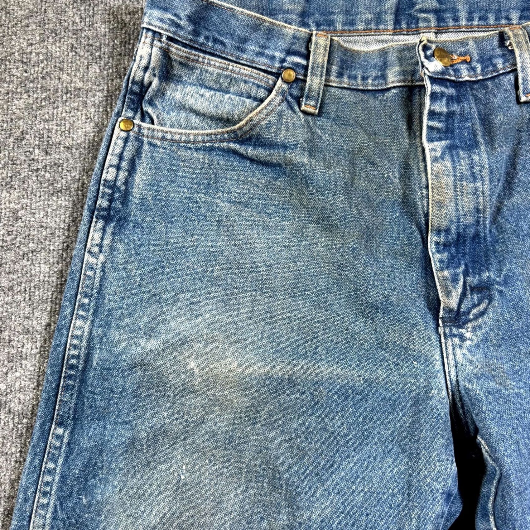 Wrangler Wrangler Cowboy Cut Straight Jeans Men’s 35x32 Blue Denim Cotton Faded Workwear Size US 35 - 3 Thumbnail