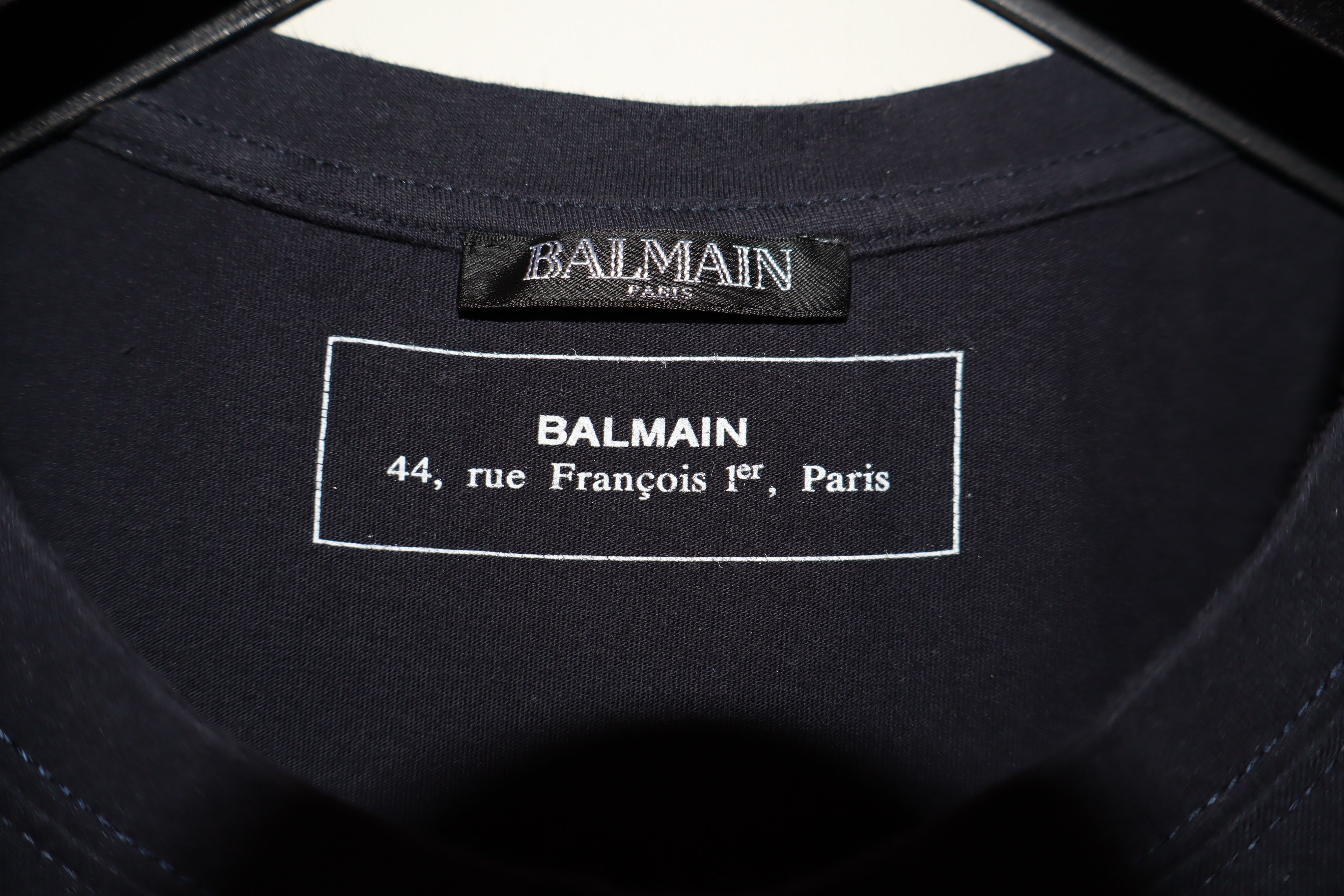 Balmain Navy striped logo t-shirt Size US M / EU 48-50 / 2 - 7 Thumbnail