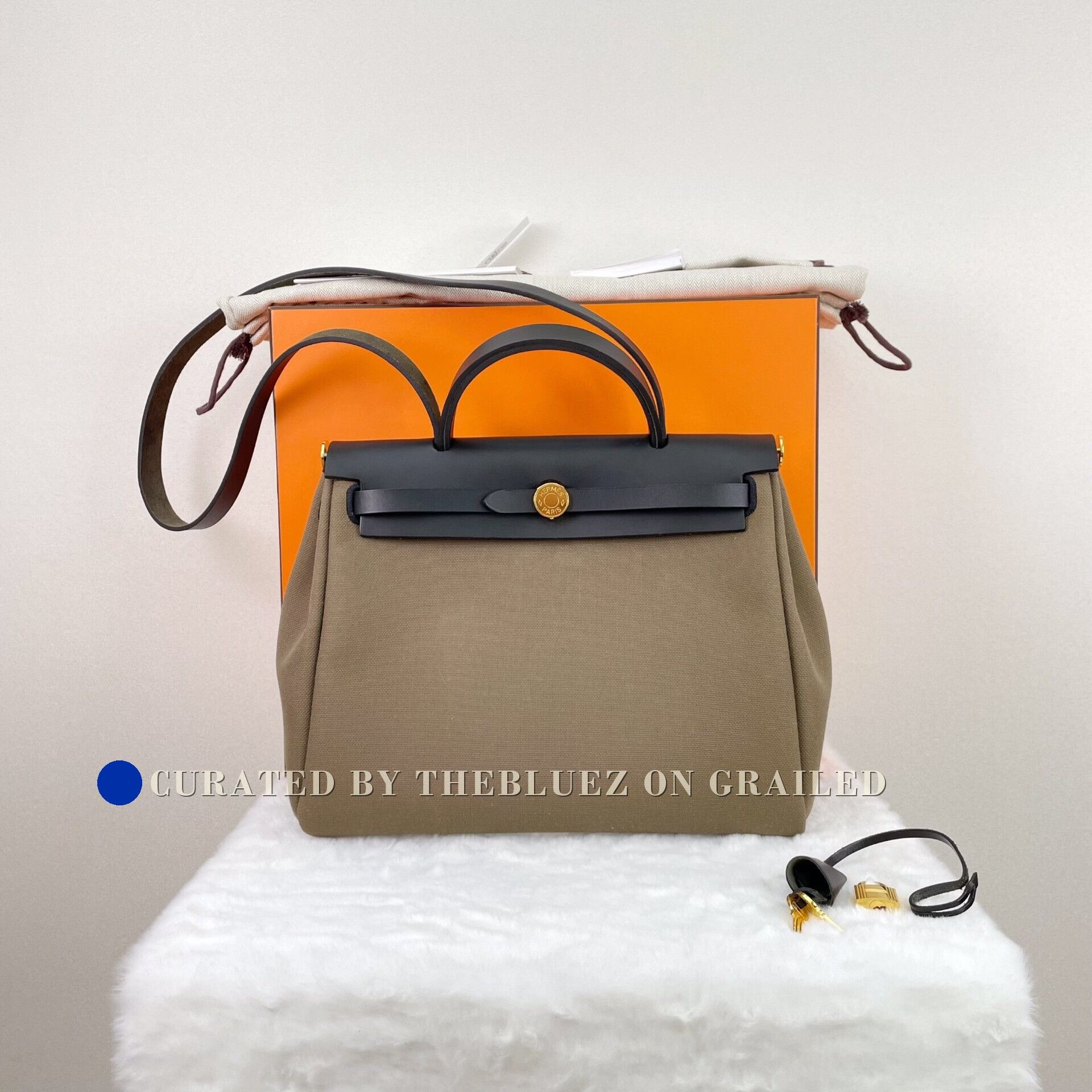 Hermes Hermes Herbag 31 Taupe Canvas Gold Hardware Size ONE SIZE - 1 Thumbnail