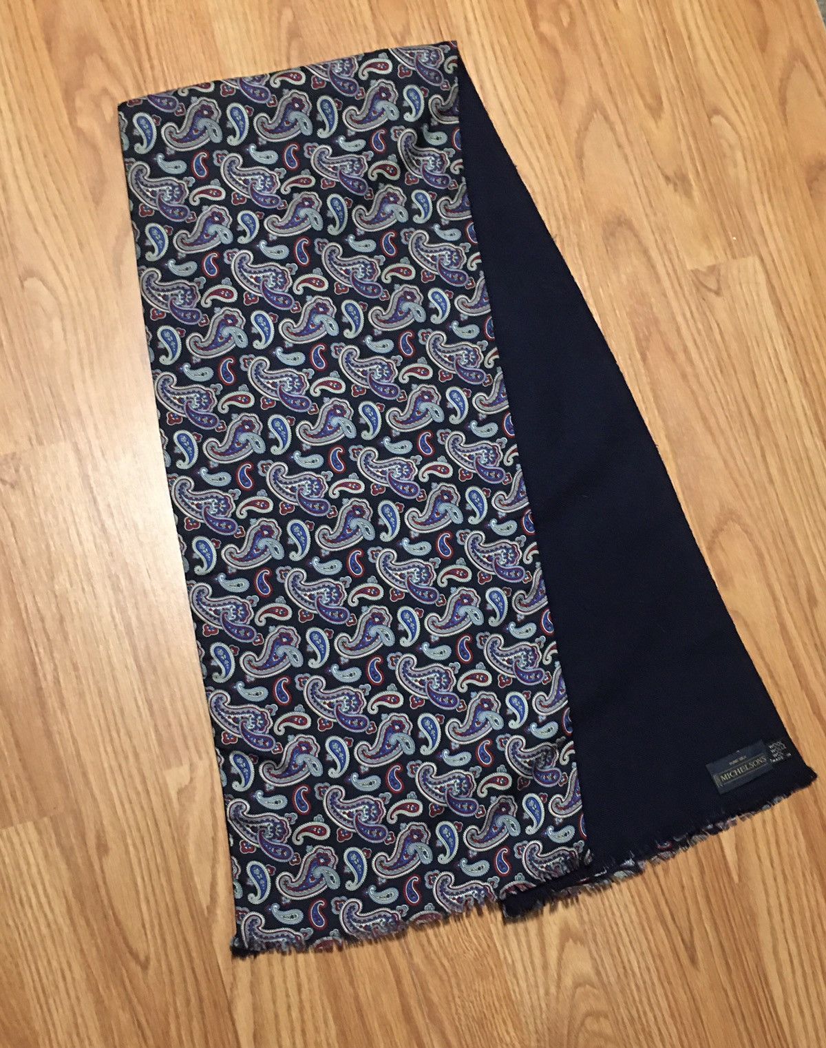 Vintage Michelsons London England Elegant Mens Silk Wool Scarf Size ONE SIZE - 1 Thumbnail
