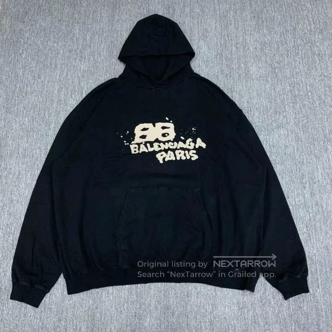 Balenciaga Balenciaga Black Graffiti Hoodie Sweatshirt. Size US M / EU 48-50 / 2 - 1 Thumbnail