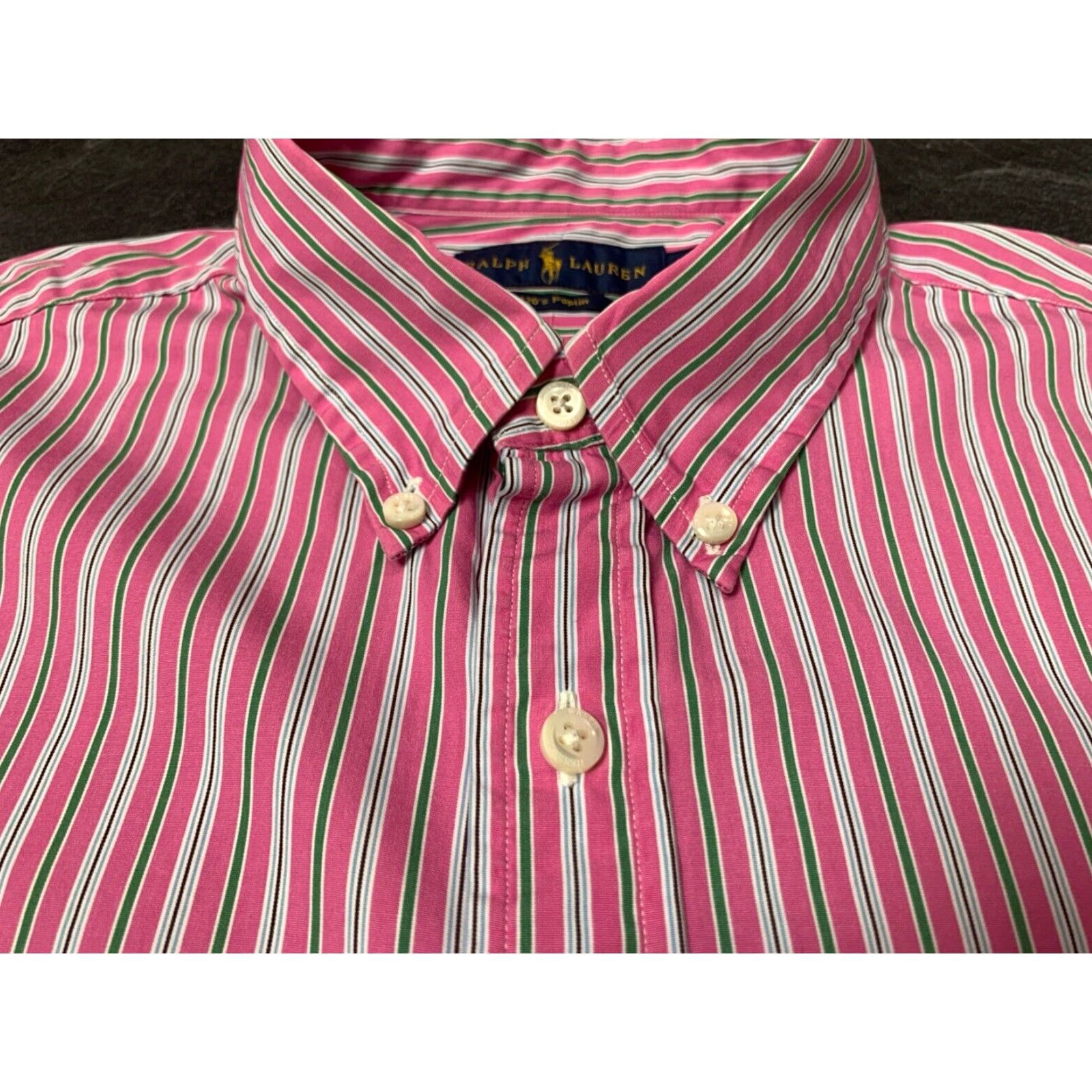 Ralph Lauren Ralph Lauren Long Sleeve Button Down Shirt Pink Green Striped Cotton Embroidered Polo Horse Mens L Size US L / EU 52-54 / 3 - 4 Thumbnail