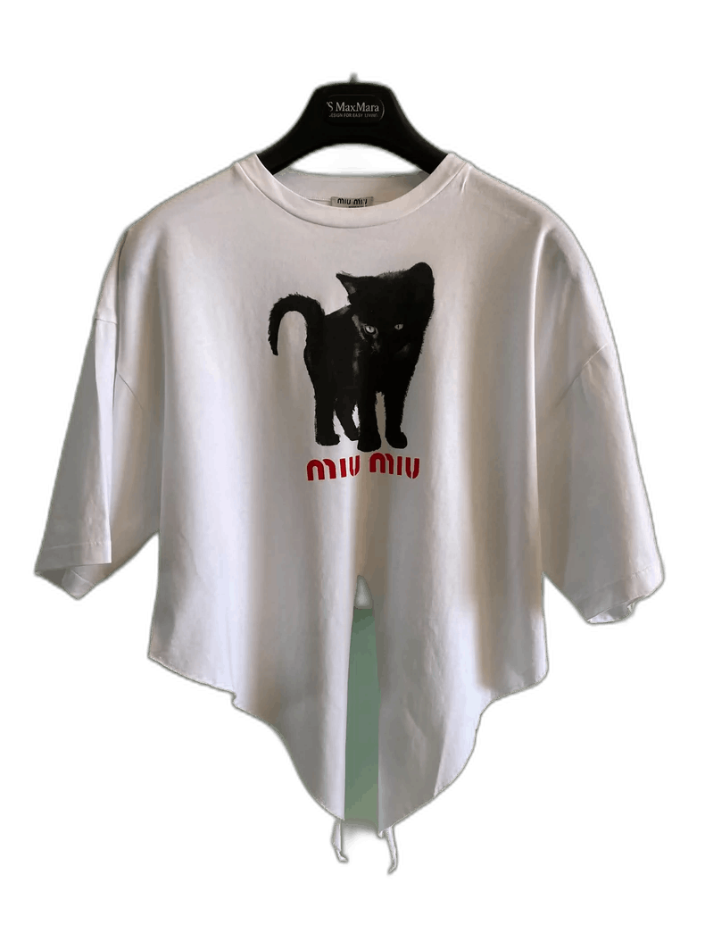 Miu Miu MiuMiu Cat Print Short Sleeve T-Shirt-yf Size US XS / EU 42 / 0 - 1 Thumbnail