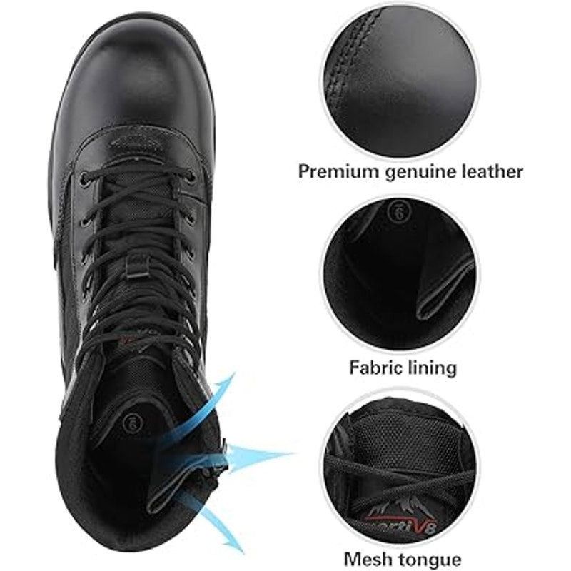 Other Nortiv8 Men's Size 12 Black Leather Tactical Boots - New Size US 12 / EU 45 - 4 Thumbnail