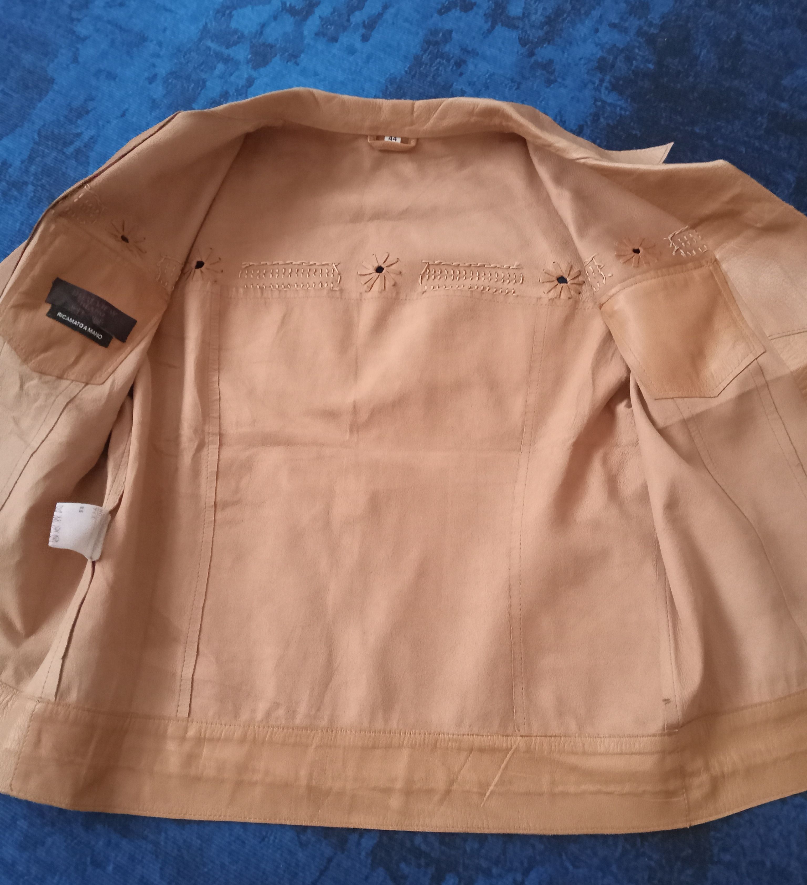 Designer Dual View Milano Ricamato A Mano Rare Design Leather Jacket Size L / US 10 / IT 46 - 13 Thumbnail