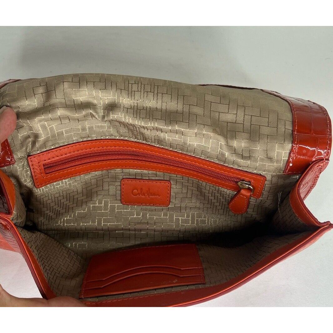 Cole Haan Cole Haan Pouch Wallet Red Orange Croc Patent Zip Mirror Org Size ONE SIZE - 7 Thumbnail