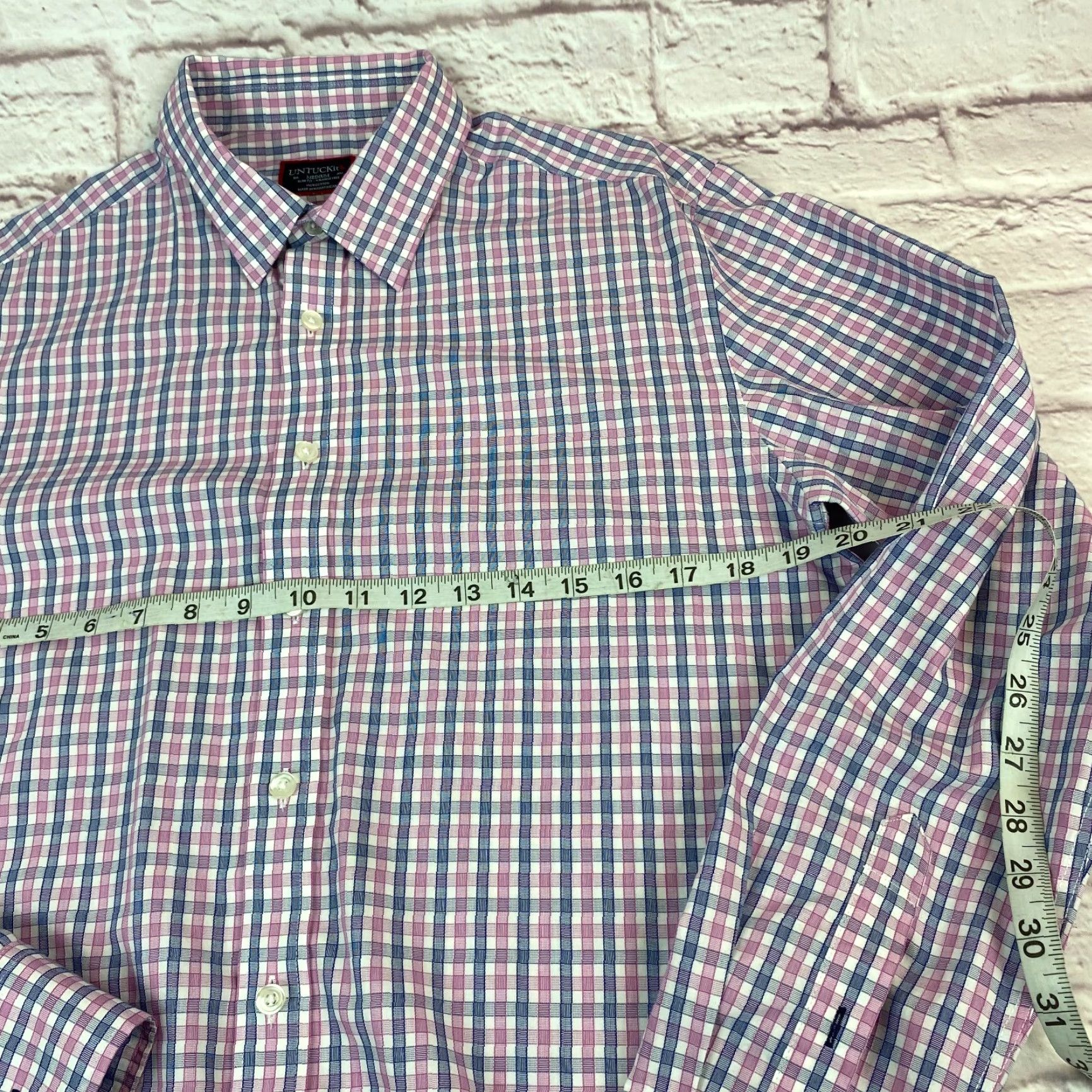 UNTUCKit UNTUCKit Button-Up Shirt Mens M Check Wrinkle Free Slim Fit Cotton Dolcetto Pink Blue White Size US M / EU 48-50 / 2 - 4 Thumbnail