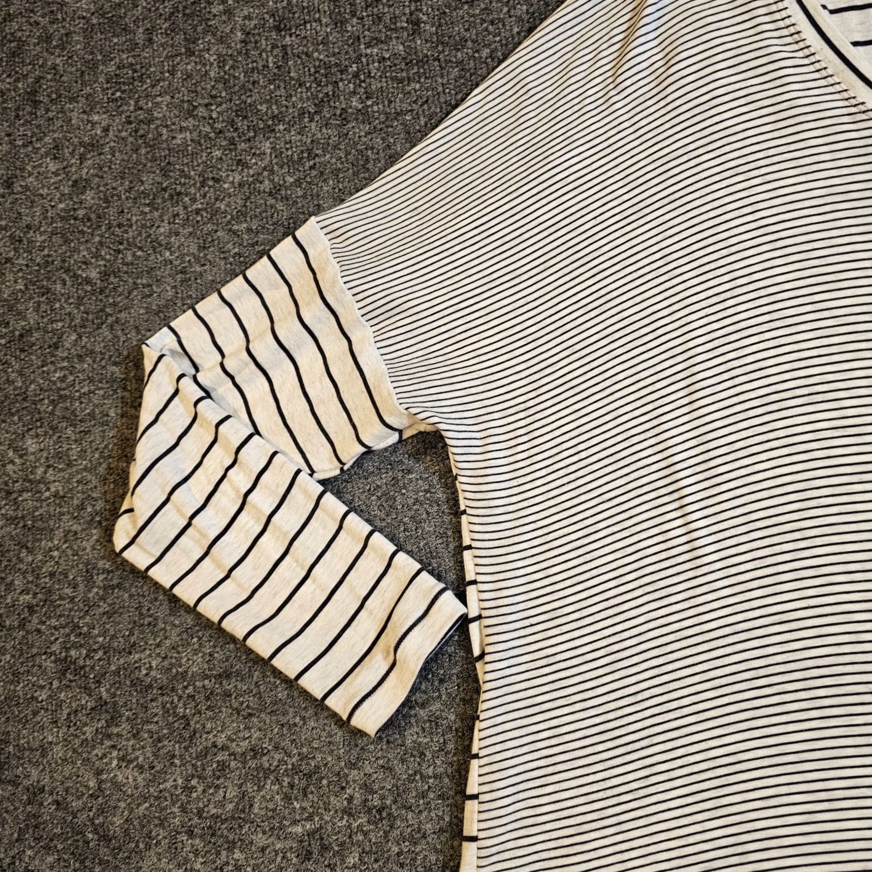 Vintage CAbi Top Shirt Womens Large White Black Striped Stretch Long Sleeve Boxy Casual Size L / US 10 / IT 46 - 4 Thumbnail